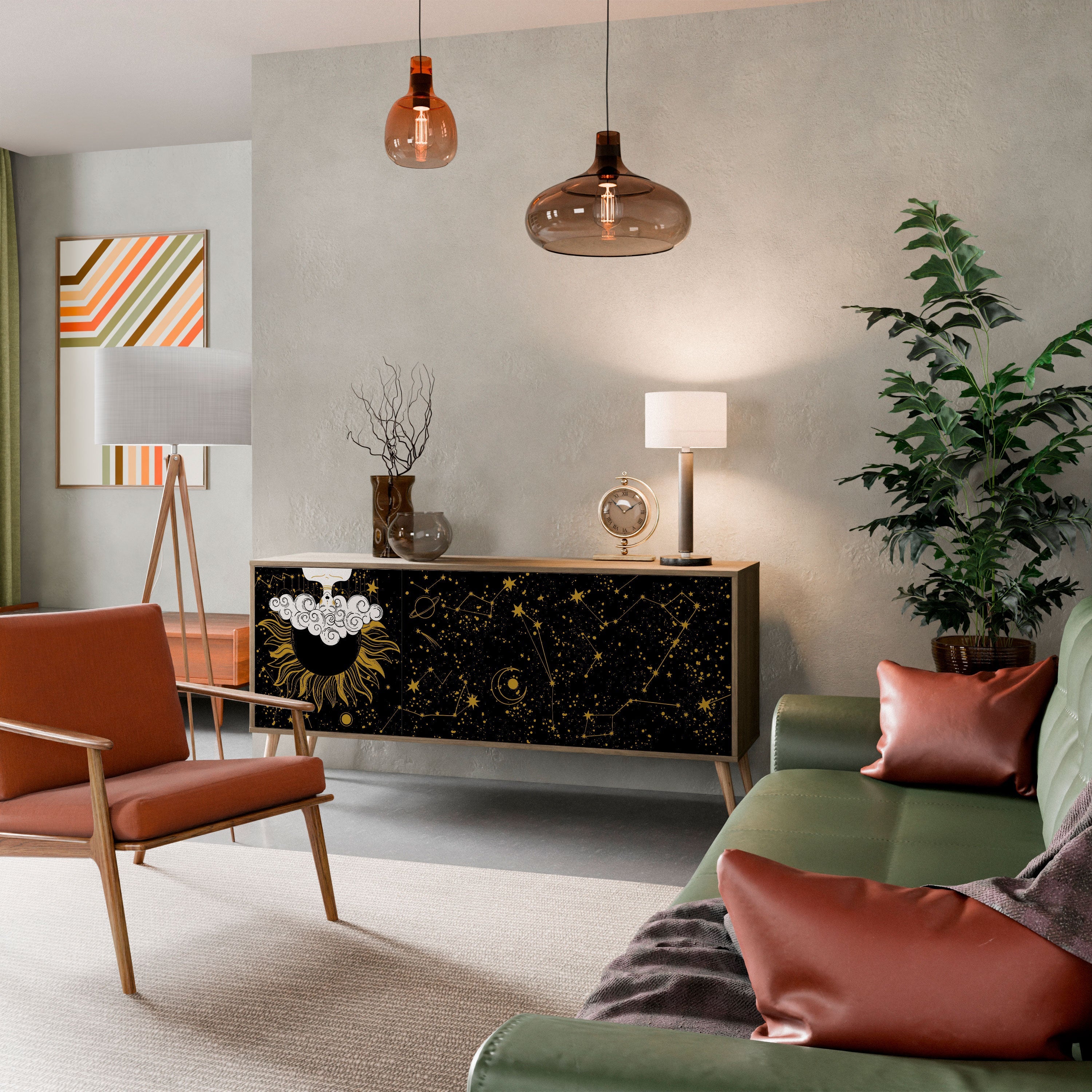 STELLAR CONSTELLATIONS Aparador de 3 Portas em Efeito Carvalho