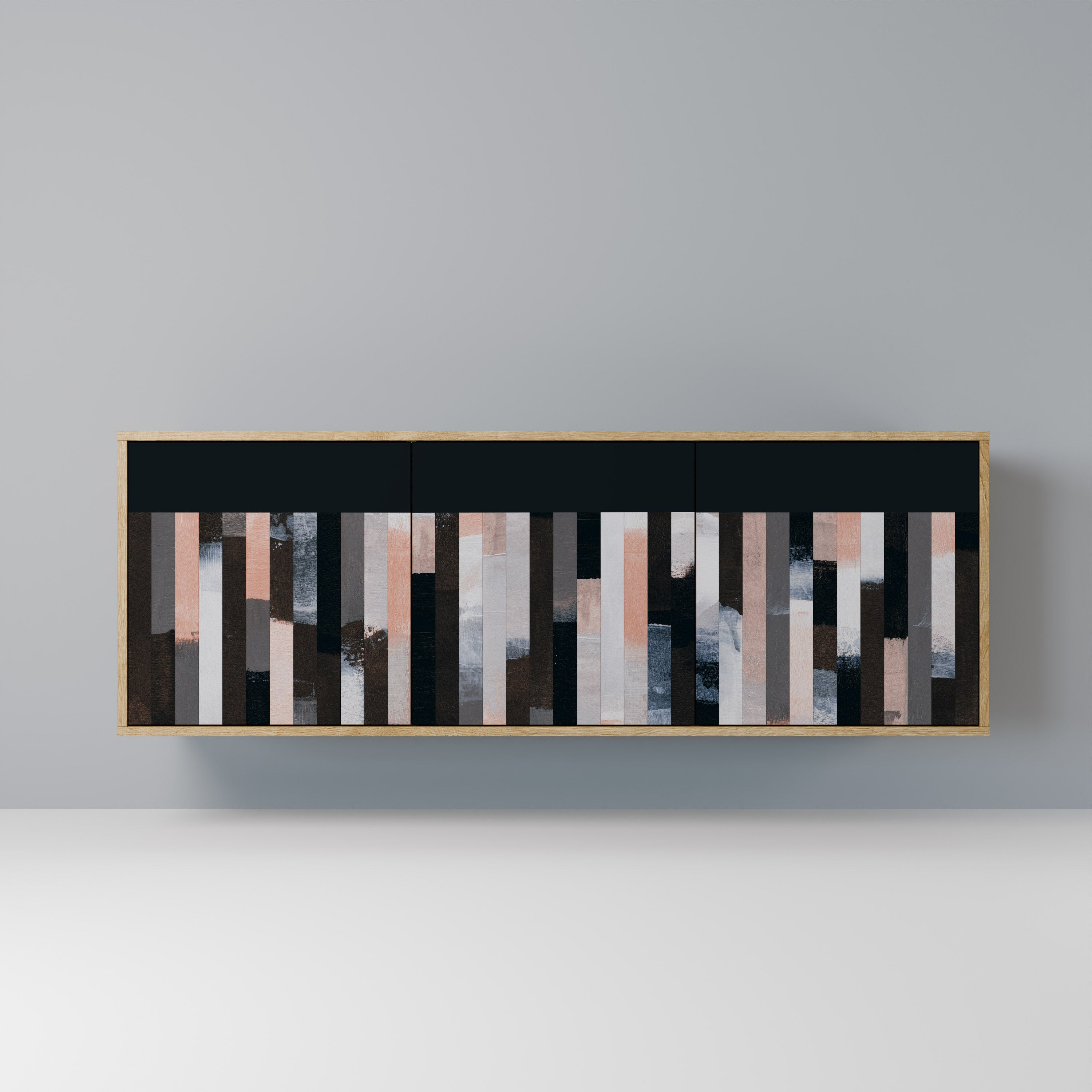 COLLAGE OF RECTANGLES Aparador de 3 Portas em Efeito Carvalho