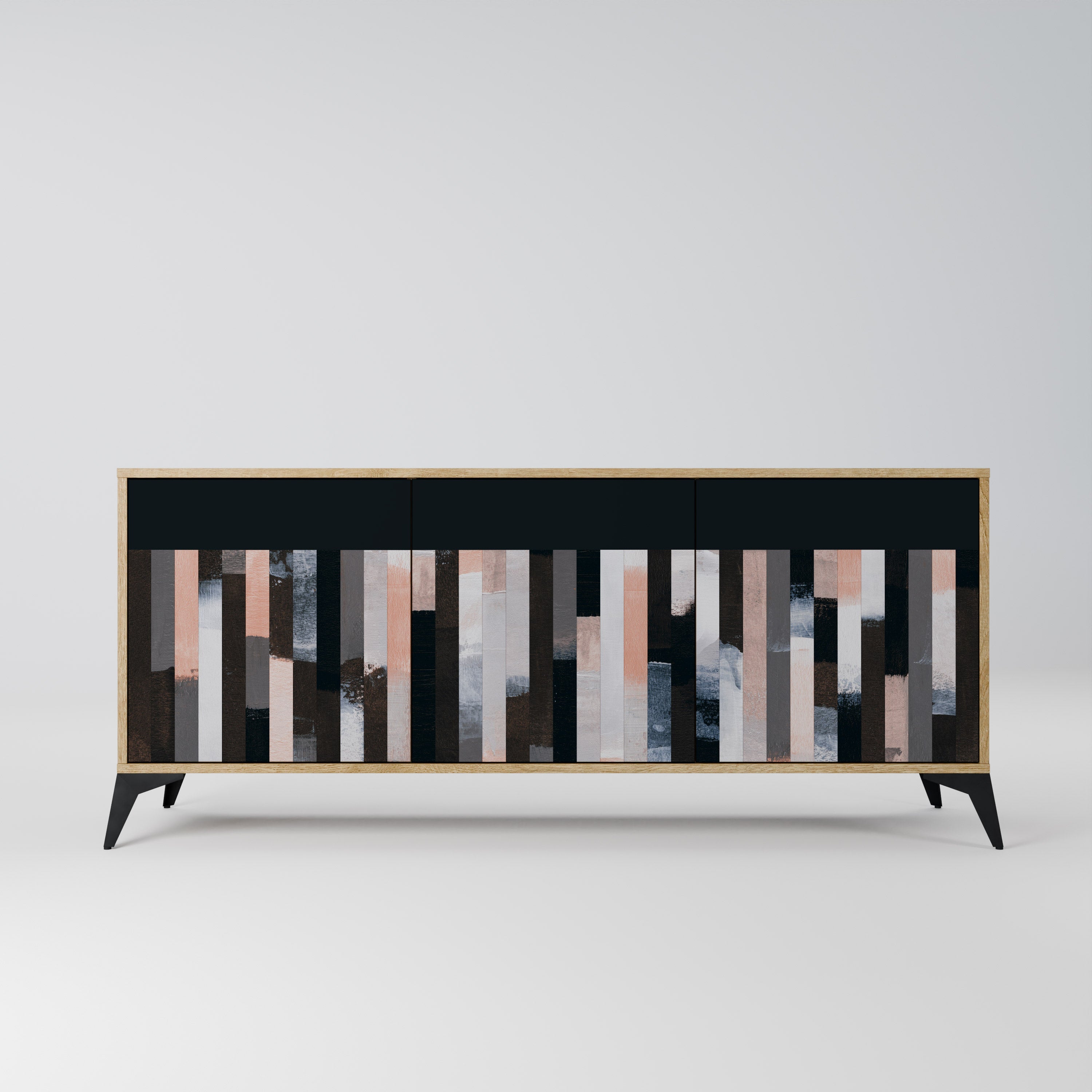 COLLAGE OF RECTANGLES Aparador de 3 Portas em Efeito Carvalho