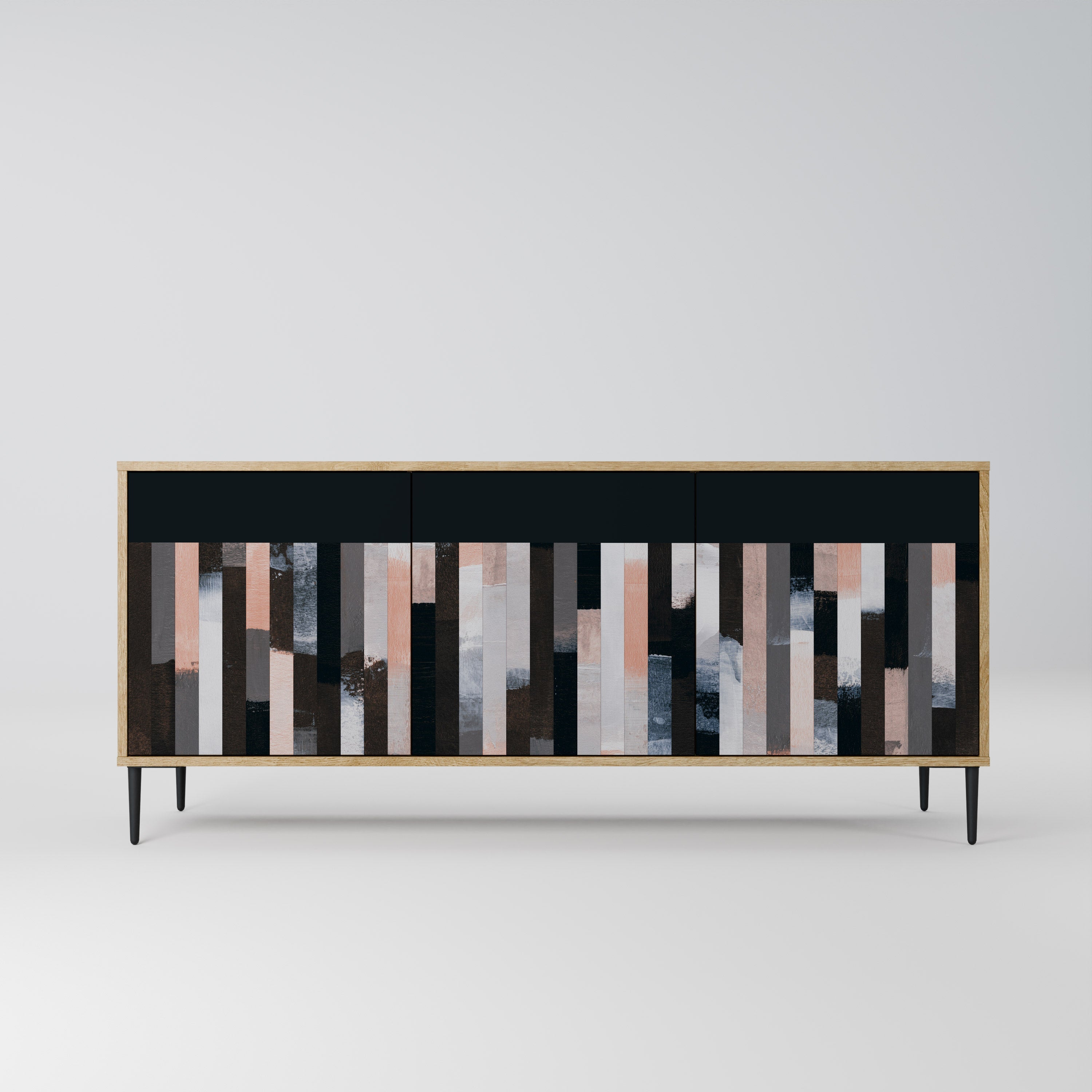 COLLAGE OF RECTANGLES Aparador de 3 Portas em Efeito Carvalho