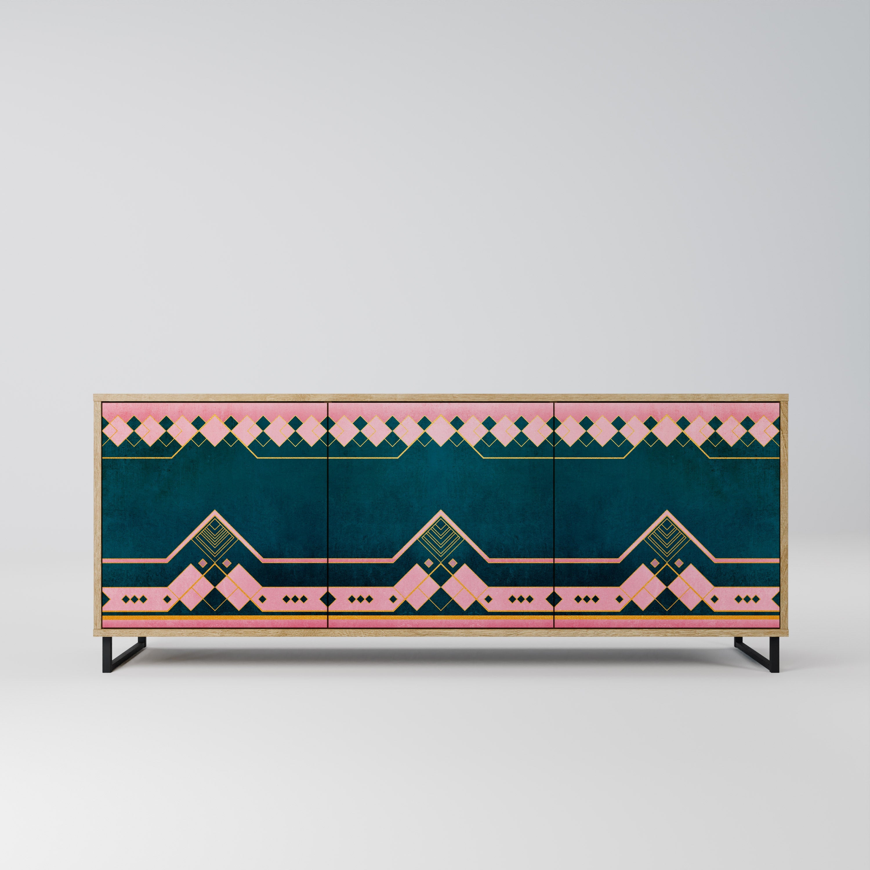 ROYAL COMPOSITION Aparador de 3 Portas em Efeito Carvalho