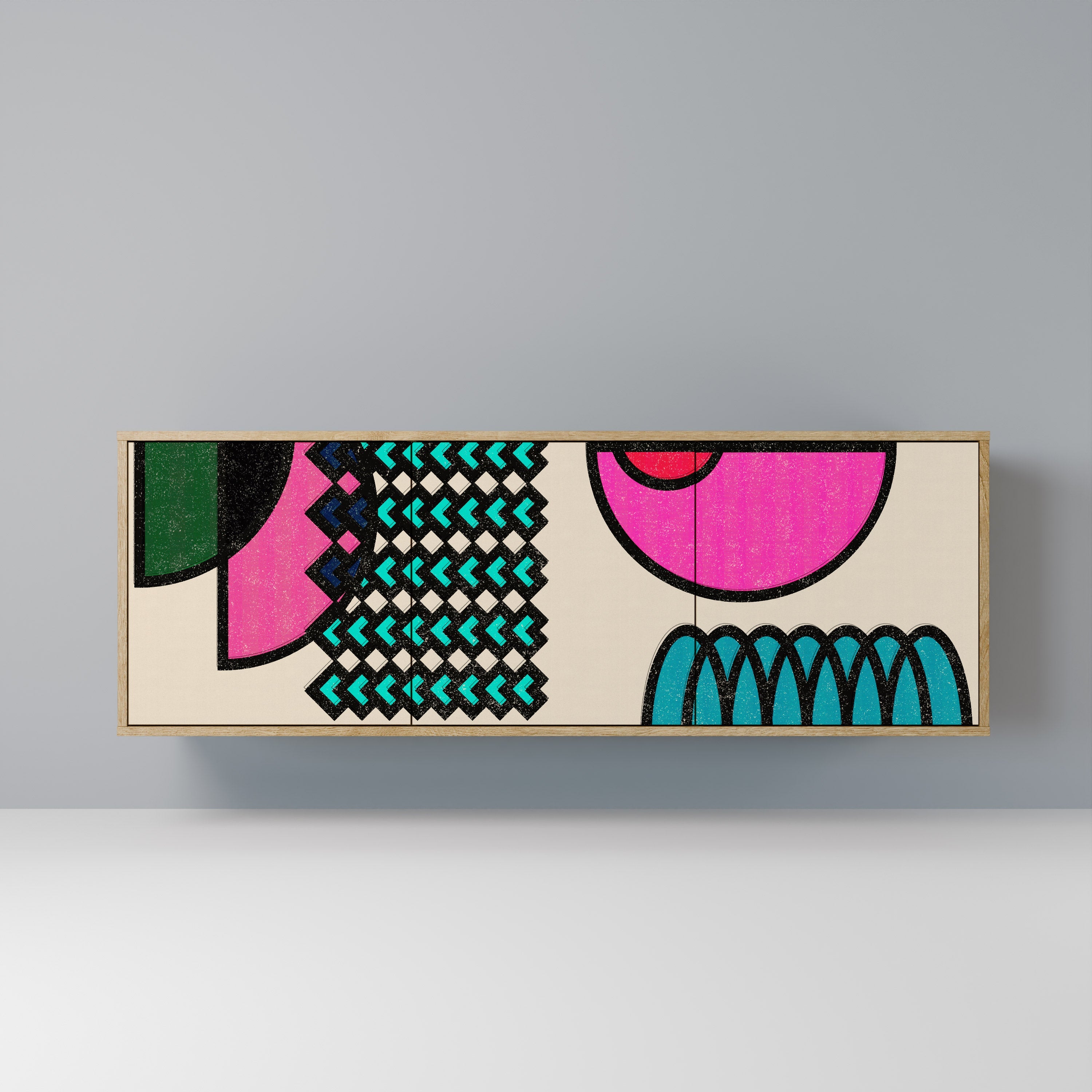 GEOMETRIC RHAPSODY Aparador de 3 Portas em Efeito Carvalho