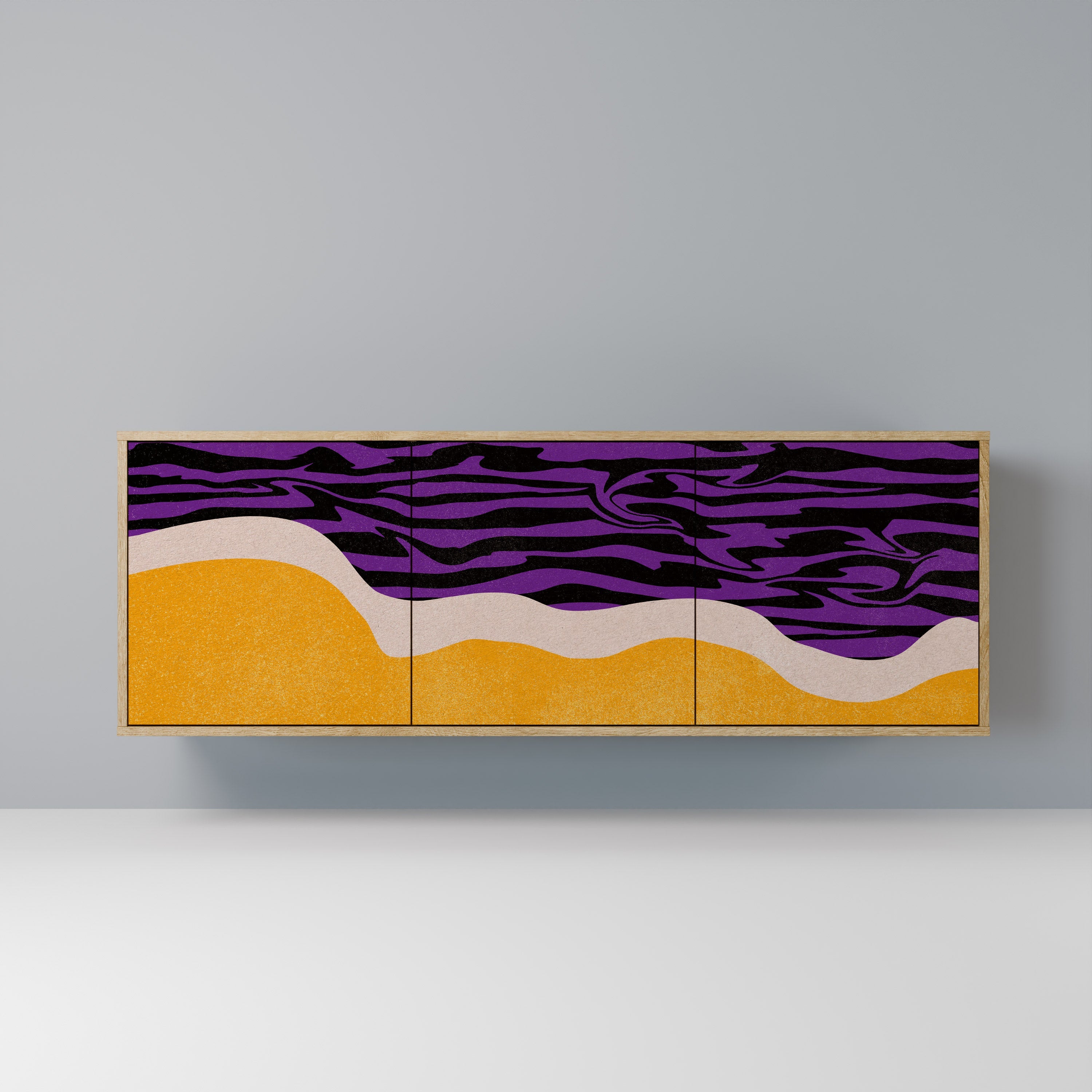 INDEPENDENT BORDER Aparador de 3 Portas em Efeito Carvalho