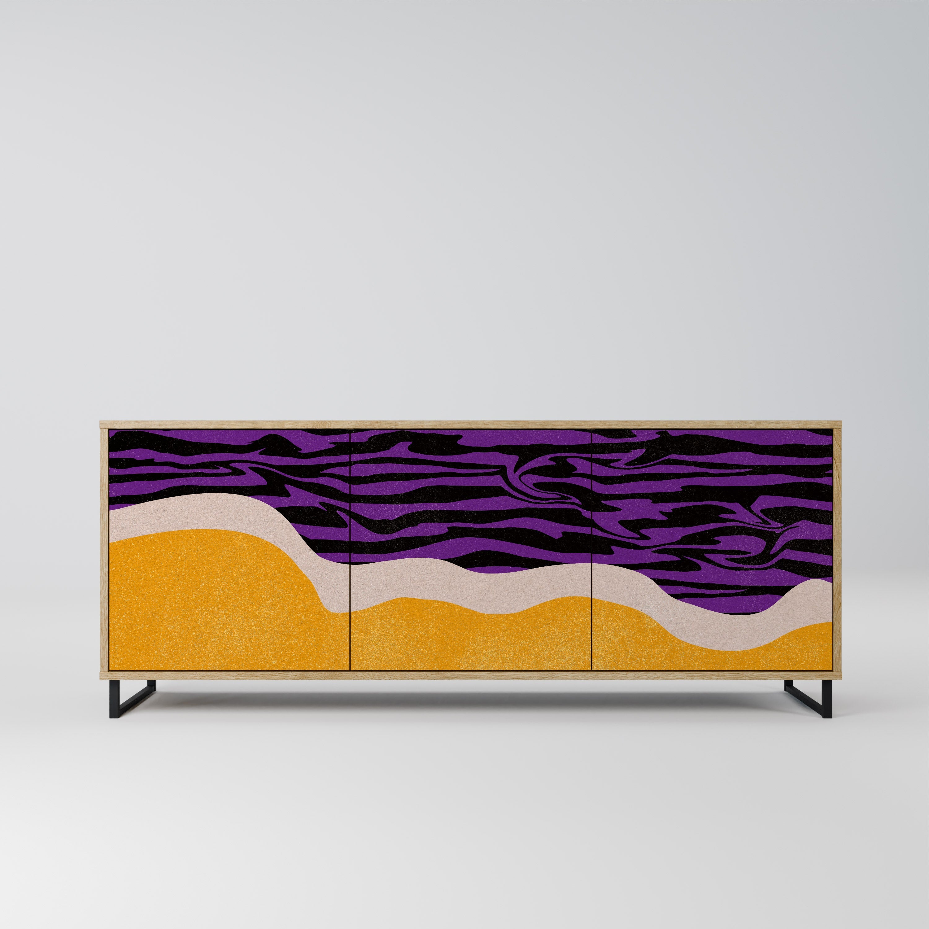 INDEPENDENT BORDER Aparador de 3 Portas em Efeito Carvalho