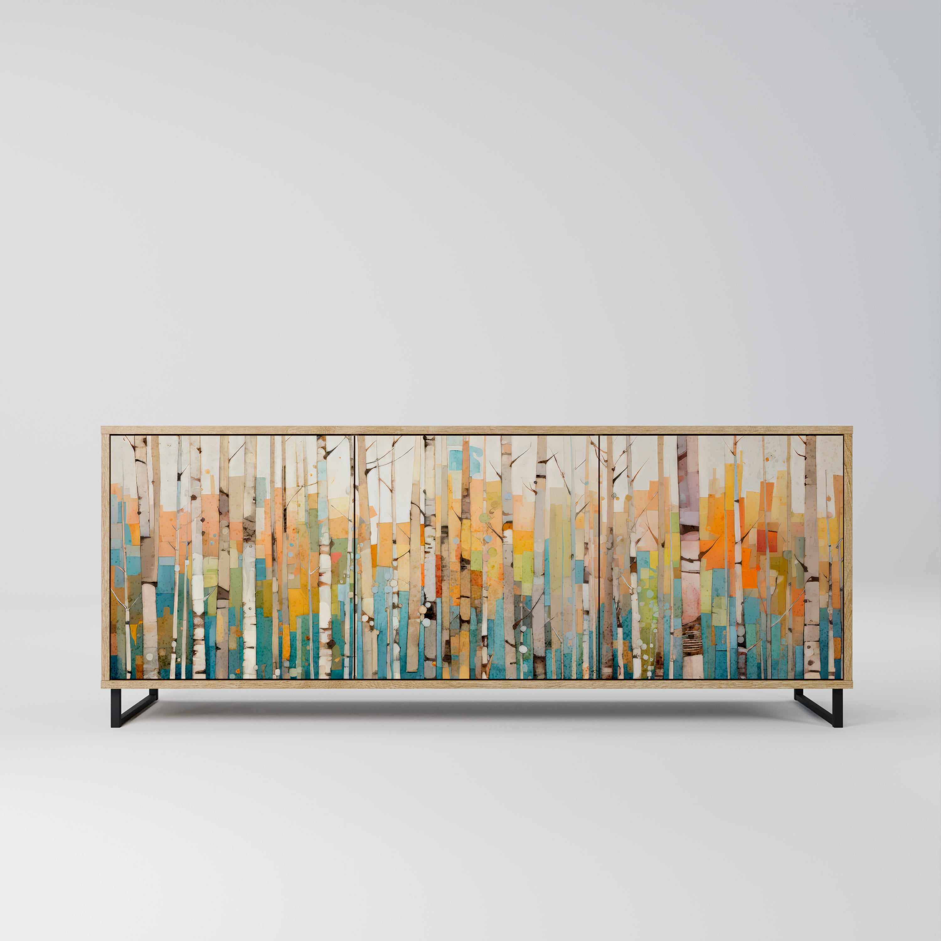 BIRCH KALEIDOSCOPE Aparador de 3 Portas em Efeito Carvalho