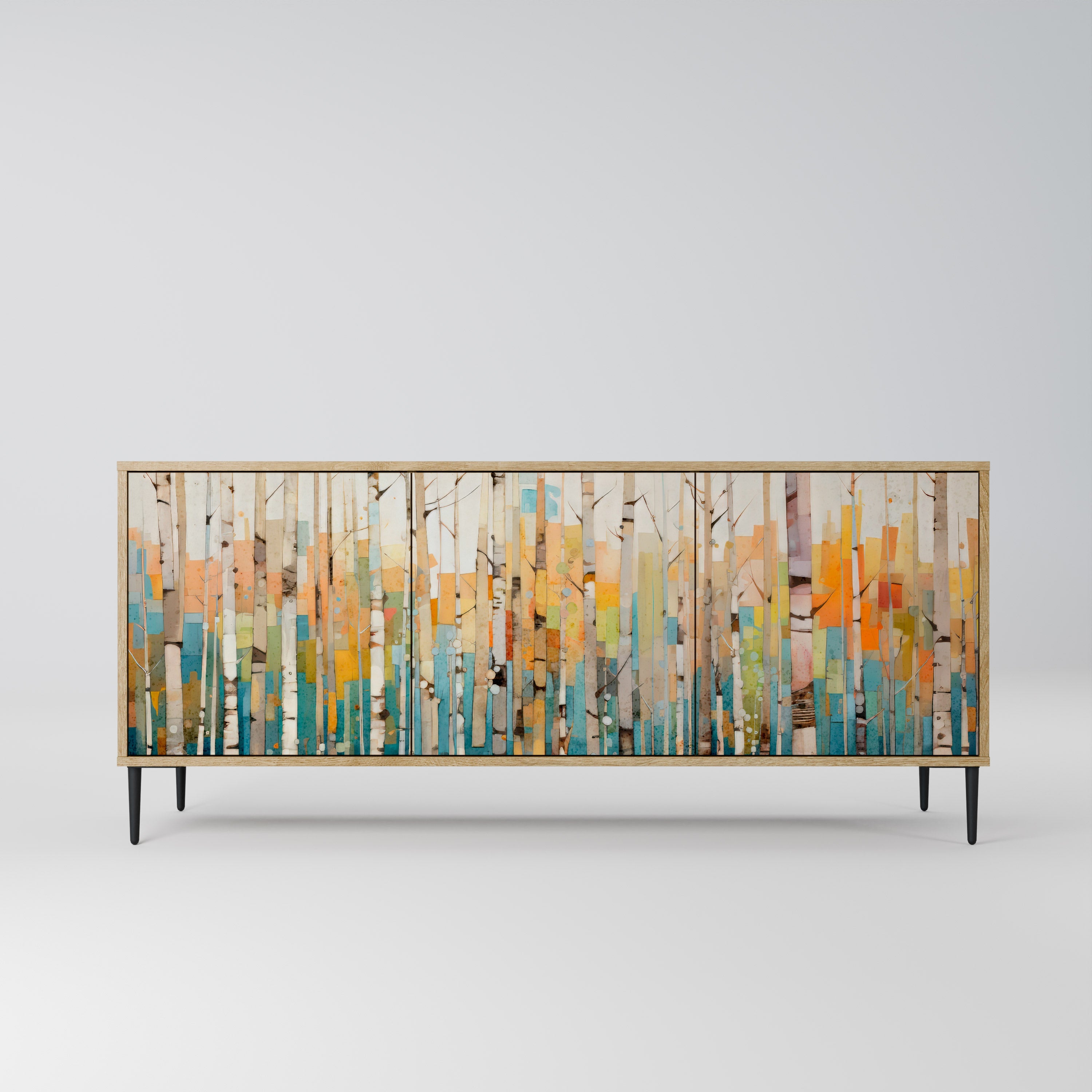 BIRCH KALEIDOSCOPE Aparador de 3 Portas em Efeito Carvalho