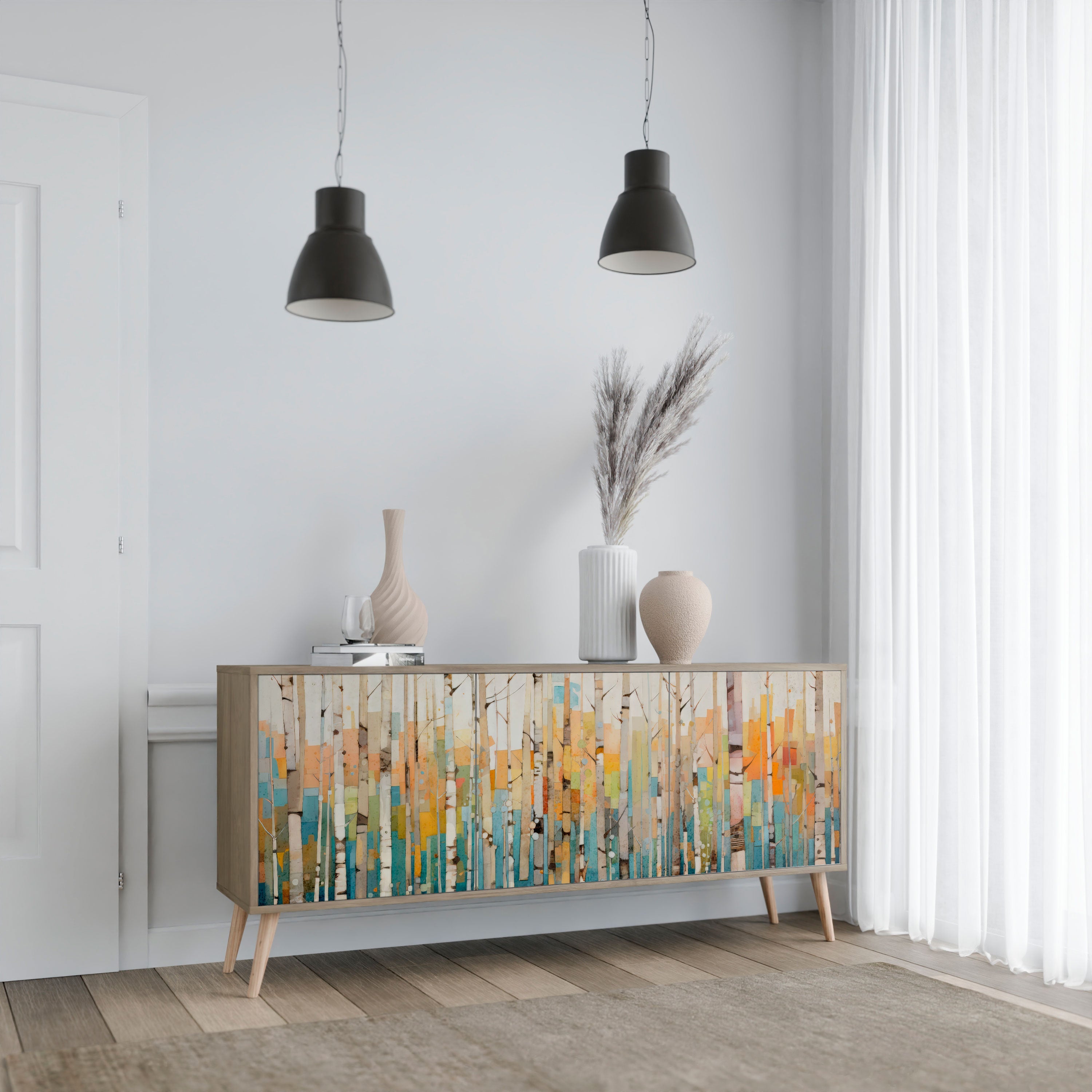 BIRCH KALEIDOSCOPE Aparador de 3 Portas em Efeito Carvalho