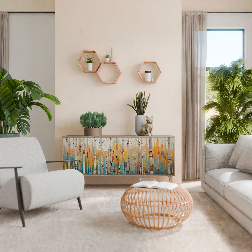 BIRCH KALEIDOSCOPE Aparador de 3 Portas em Efeito Carvalho