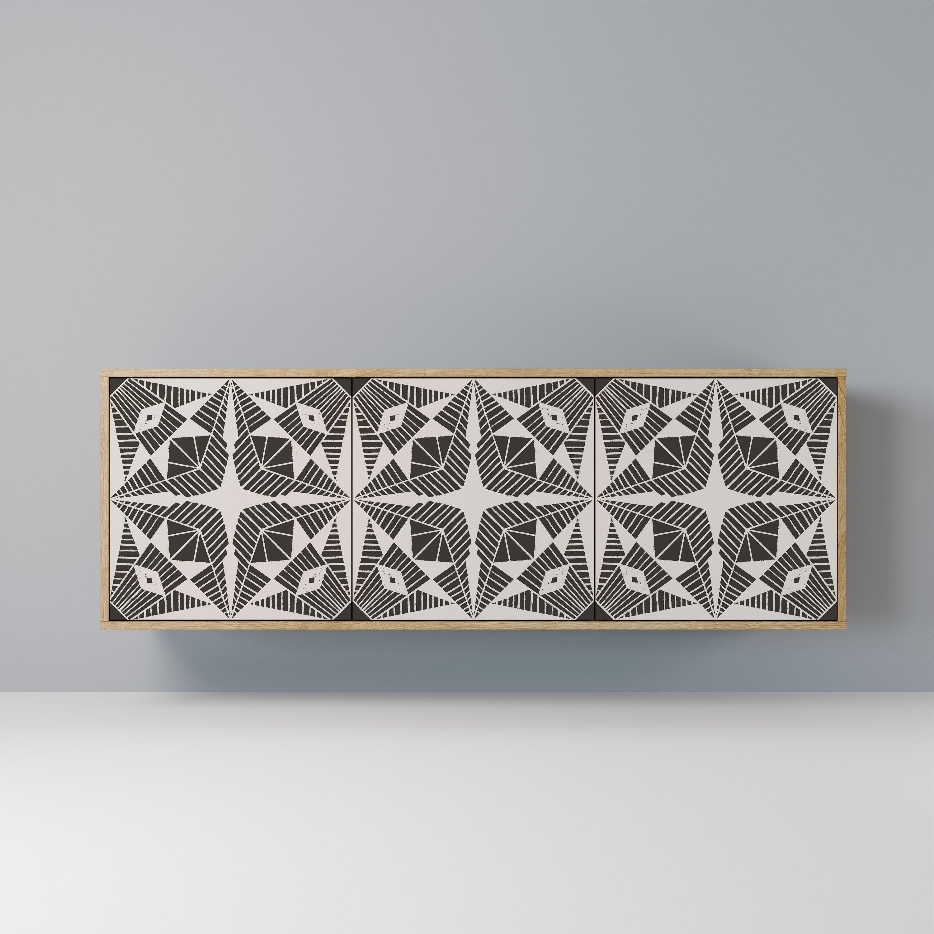 MONOCHROME NEXUS Aparador de 3 Portas em Efeito Carvalho