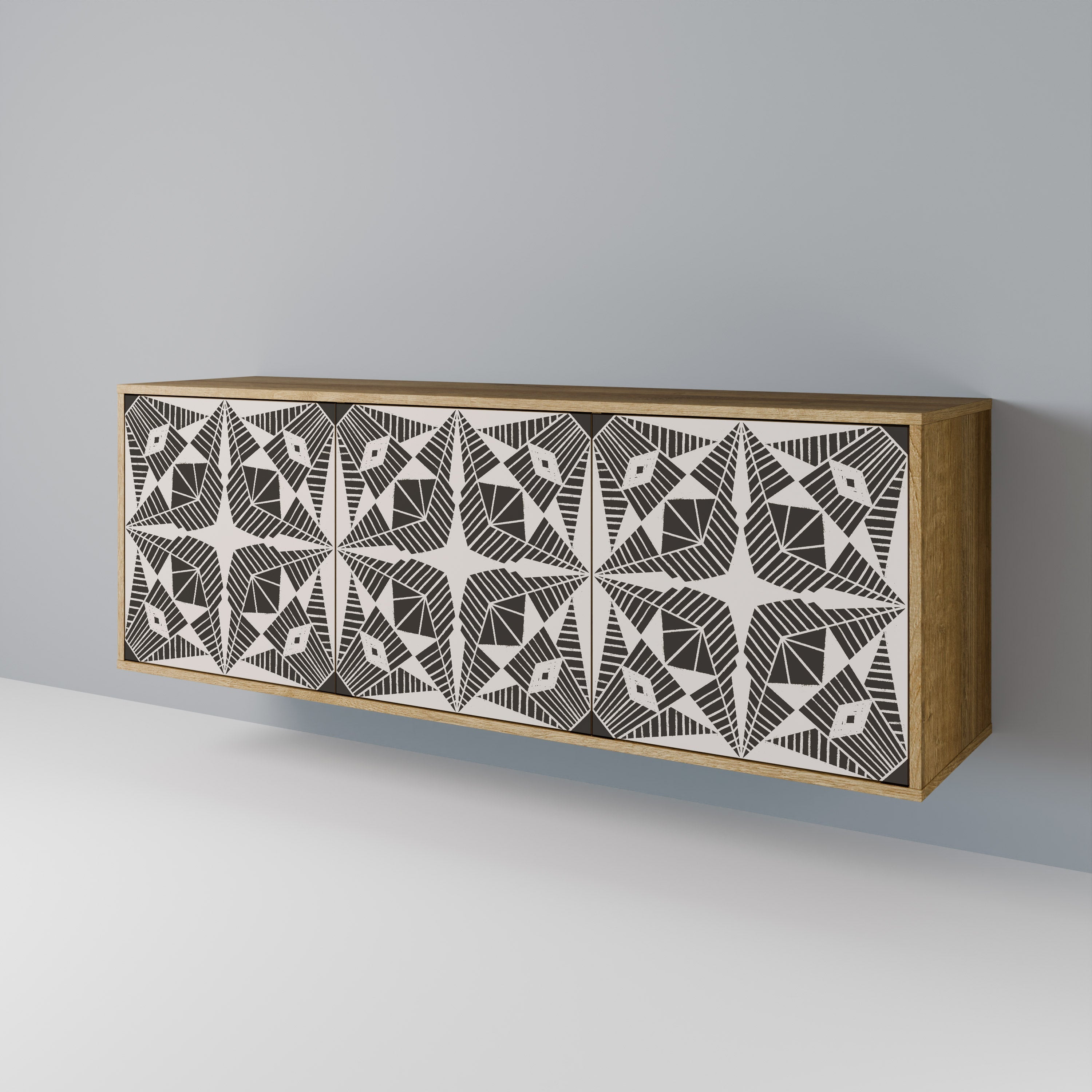 MONOCHROME NEXUS Aparador de 3 Portas em Efeito Carvalho