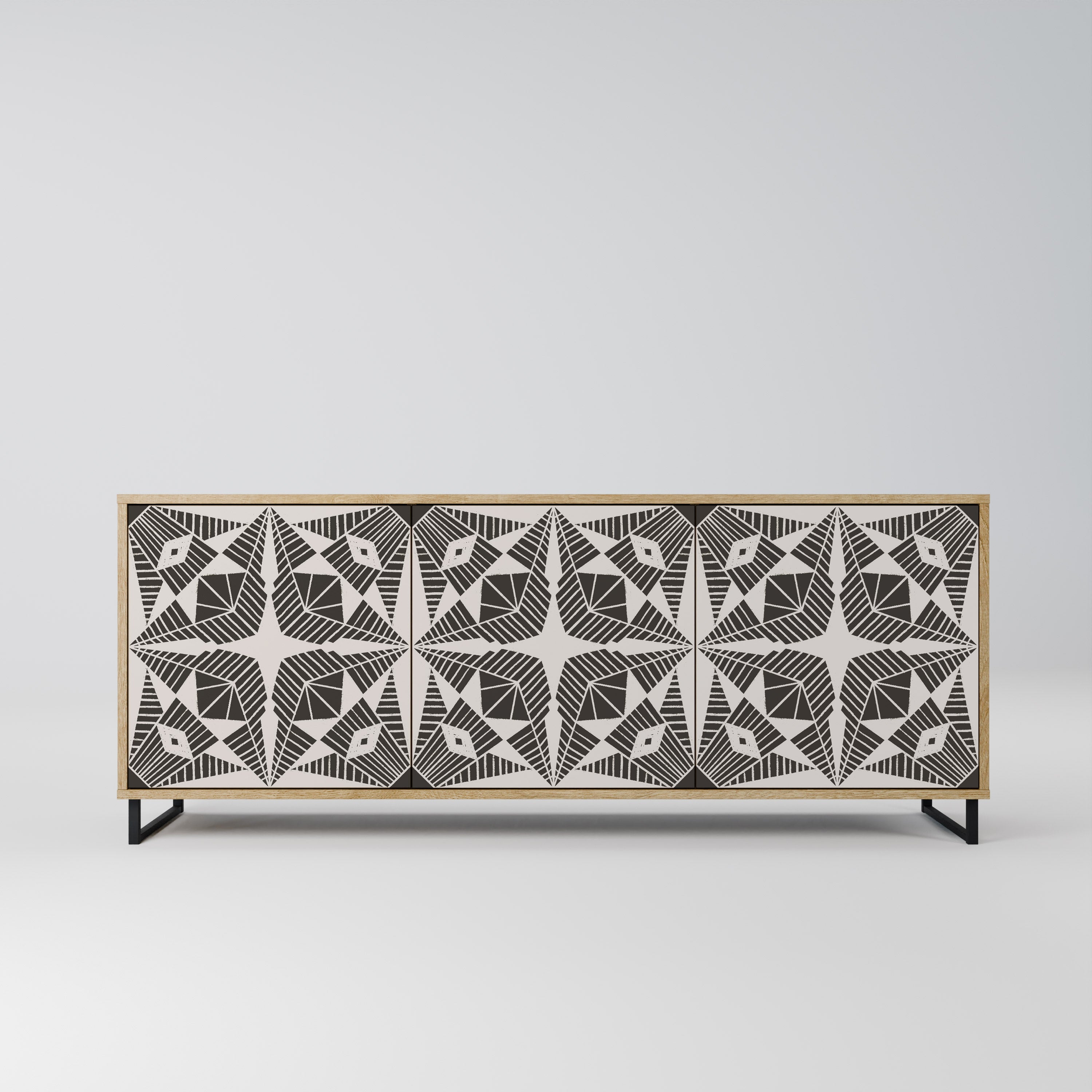 MONOCHROME NEXUS Aparador de 3 Portas em Efeito Carvalho