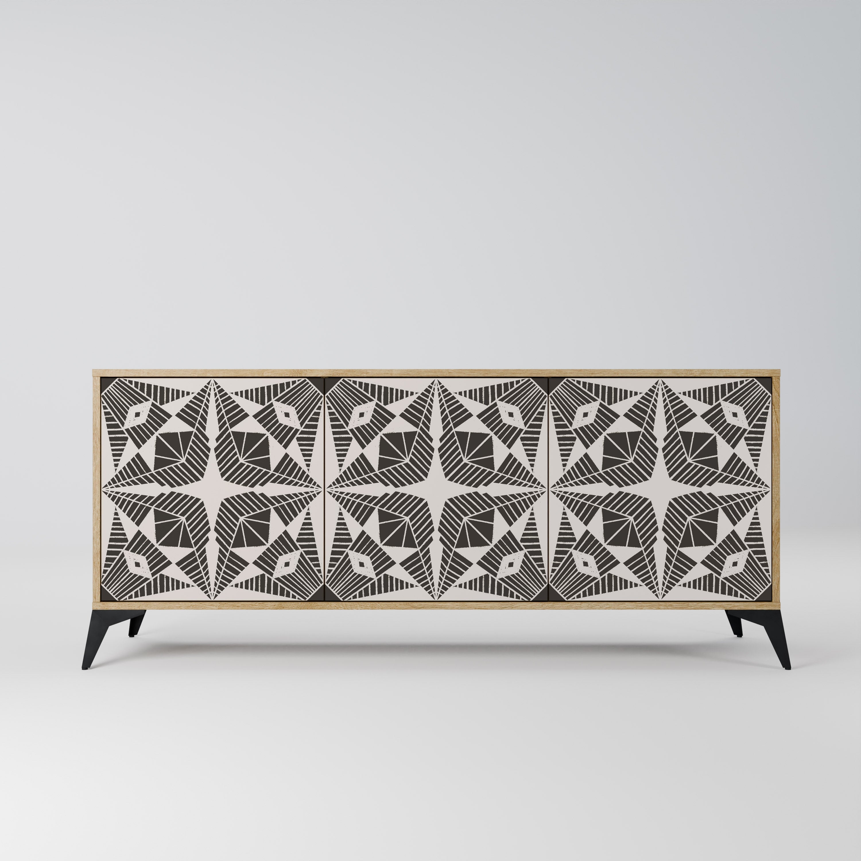 MONOCHROME NEXUS Aparador de 3 Portas em Efeito Carvalho