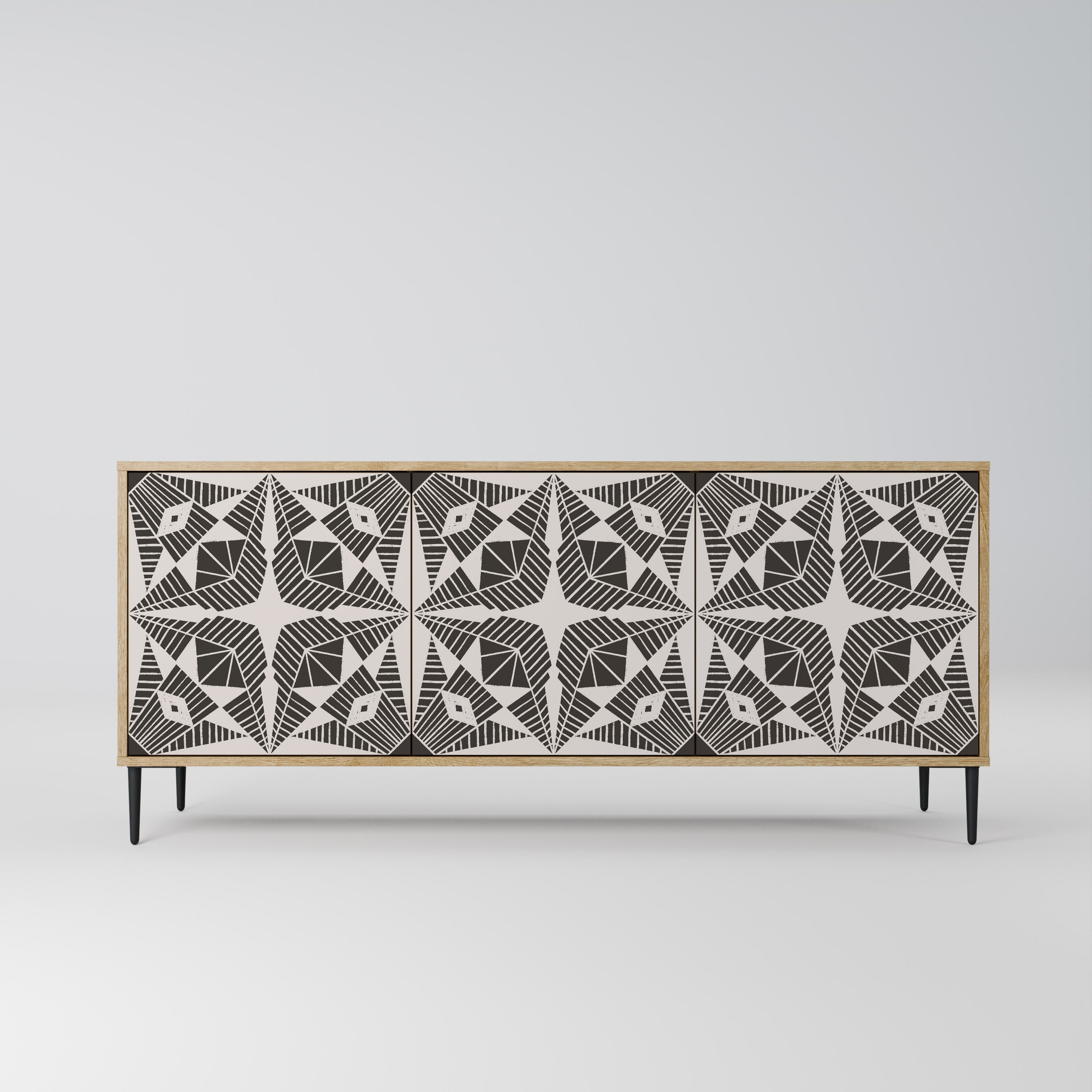 MONOCHROME NEXUS Aparador de 3 Portas em Efeito Carvalho