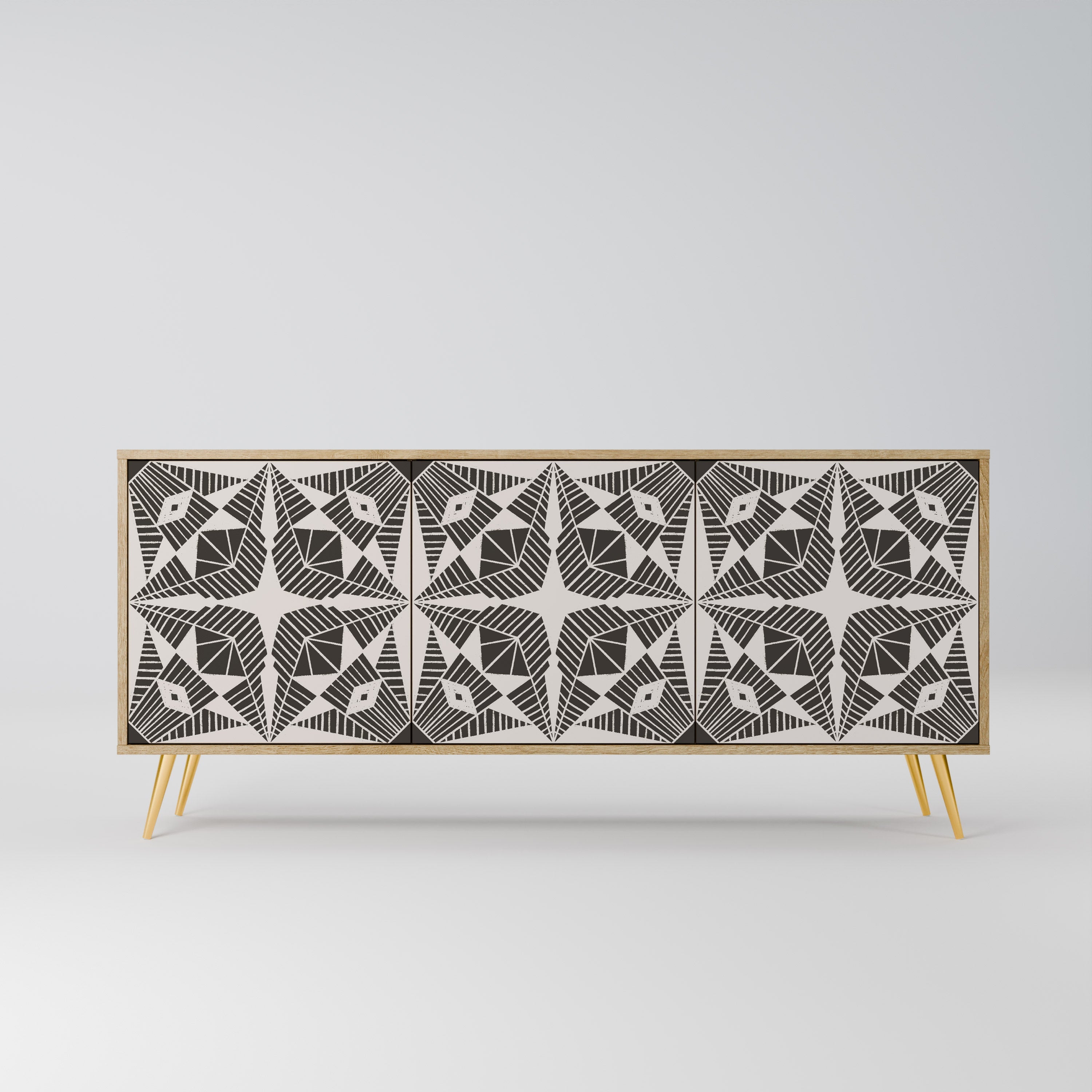 MONOCHROME NEXUS Aparador de 3 Portas em Efeito Carvalho