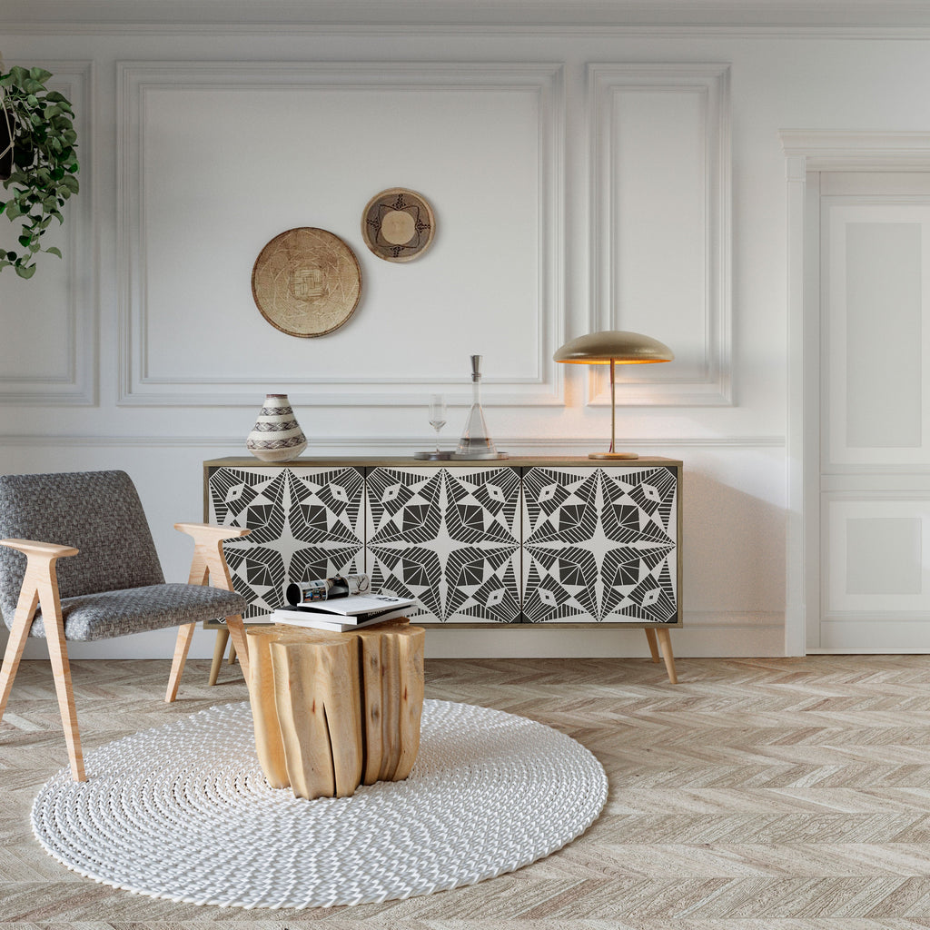 MONOCHROME NEXUS Aparador de 3 Portas em Efeito Carvalho