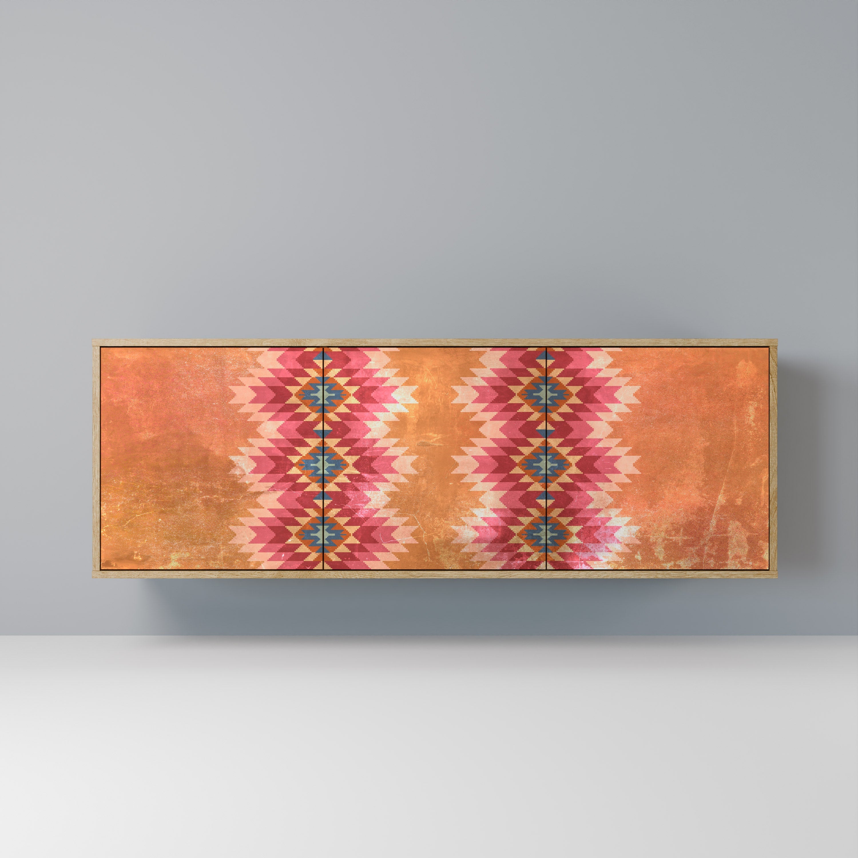 INDIAN FOLK Aparador de 3 Portas em Efeito Carvalho