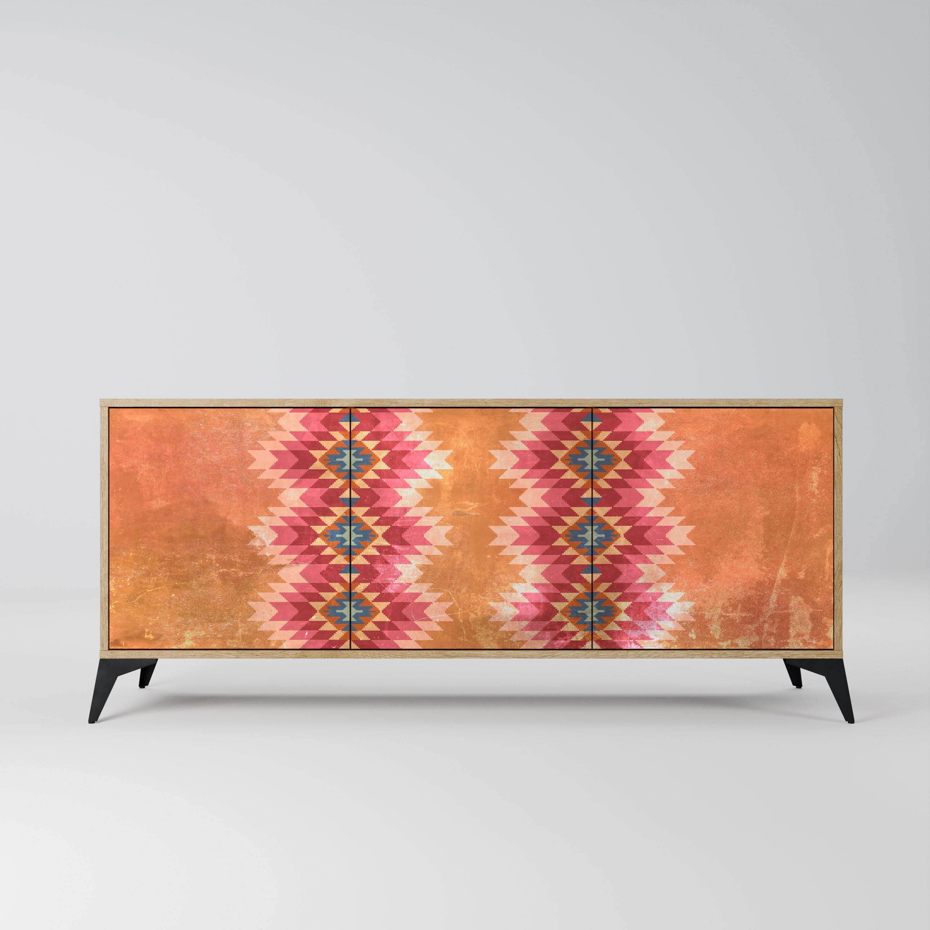 INDIAN FOLK Aparador de 3 Portas em Efeito Carvalho