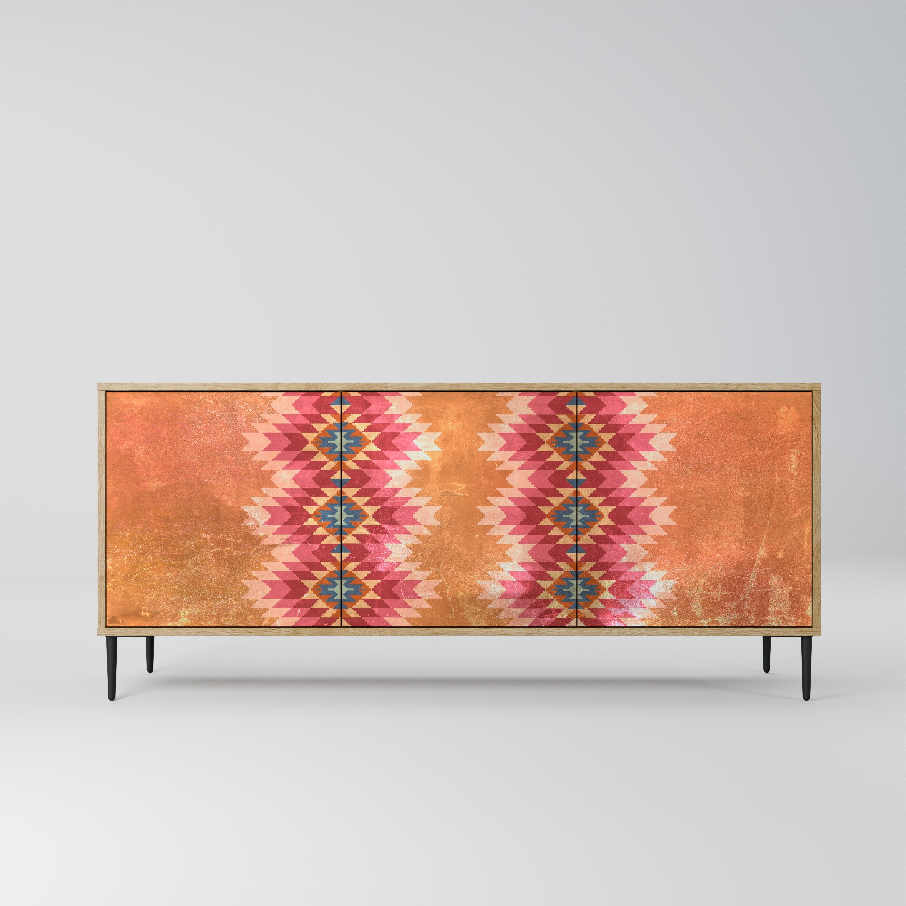 INDIAN FOLK Aparador de 3 Portas em Efeito Carvalho