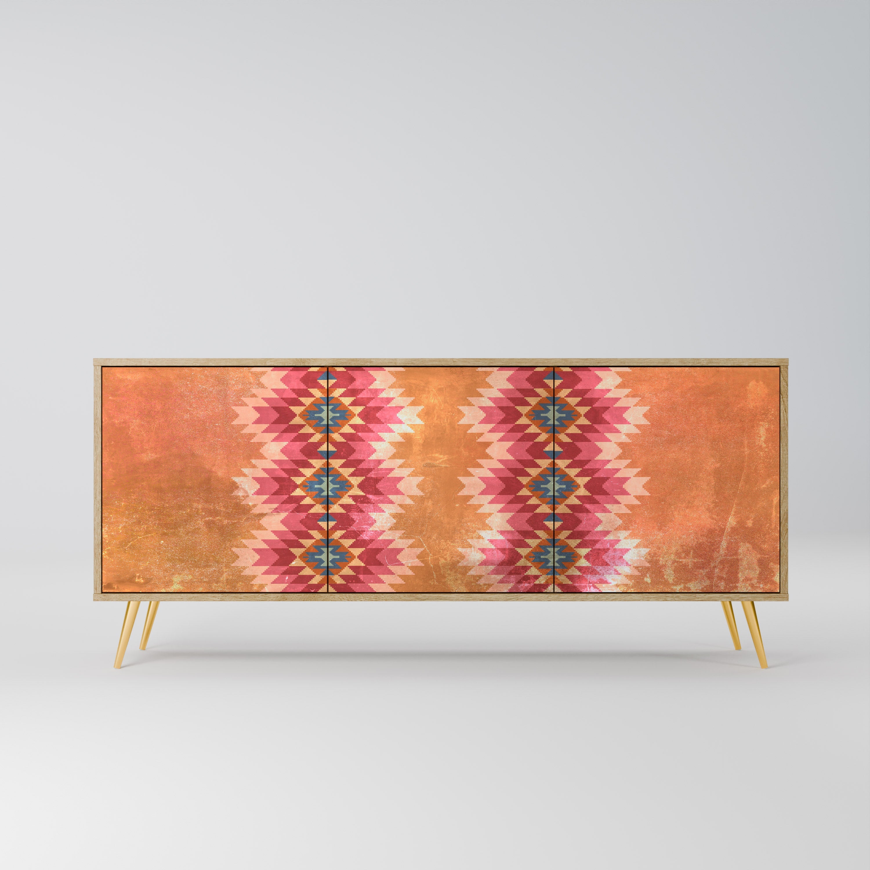 INDIAN FOLK Aparador de 3 Portas em Efeito Carvalho