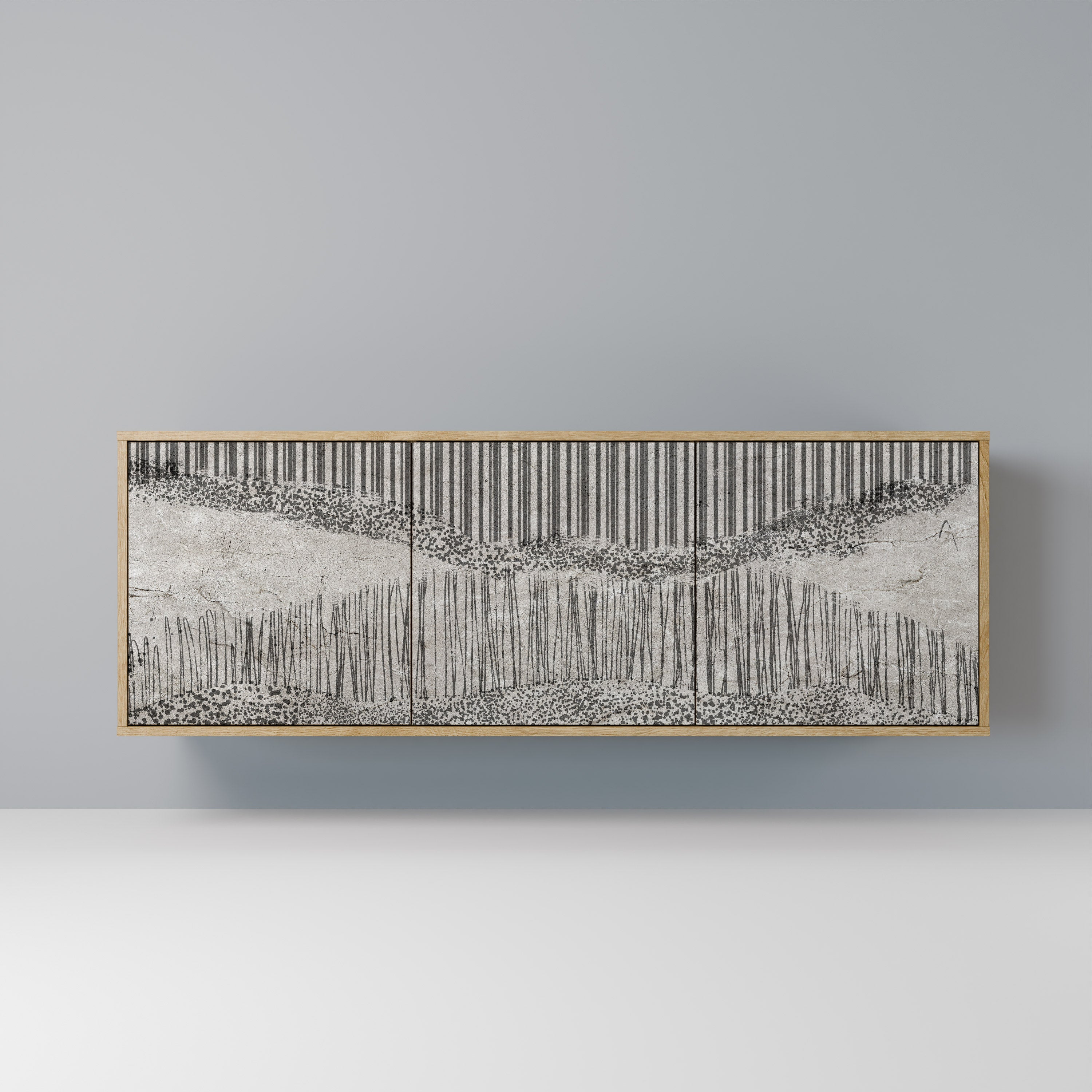 GRAIN LINES Aparador de 3 Portas em Efeito Carvalho