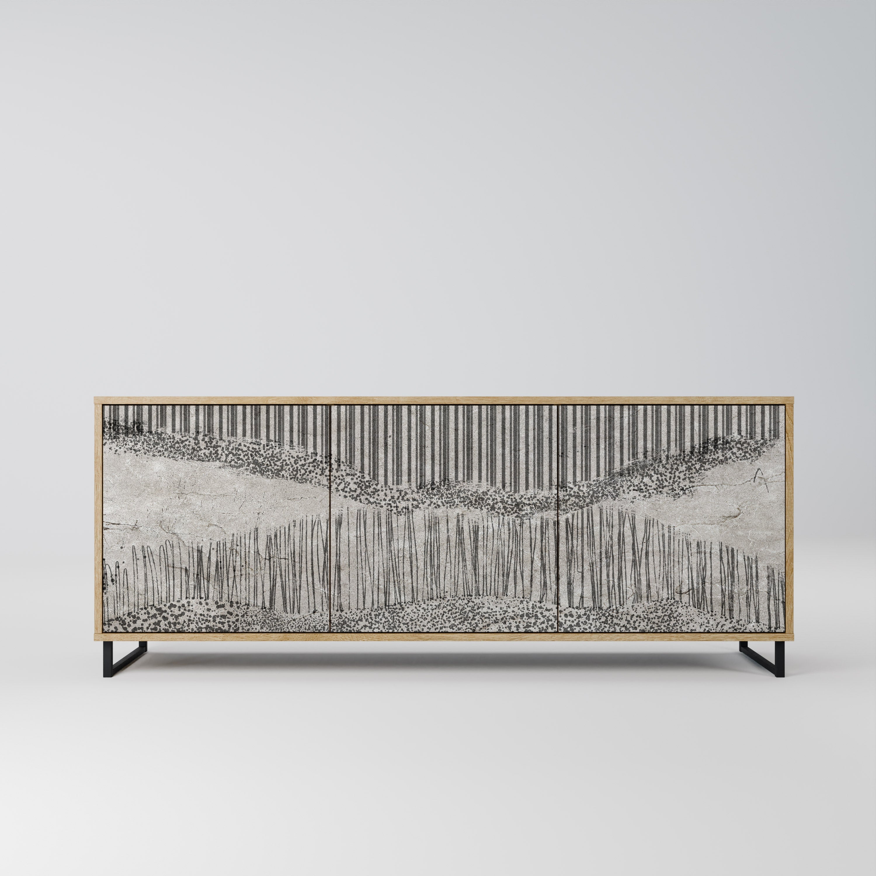 GRAIN LINES Aparador de 3 Portas em Efeito Carvalho