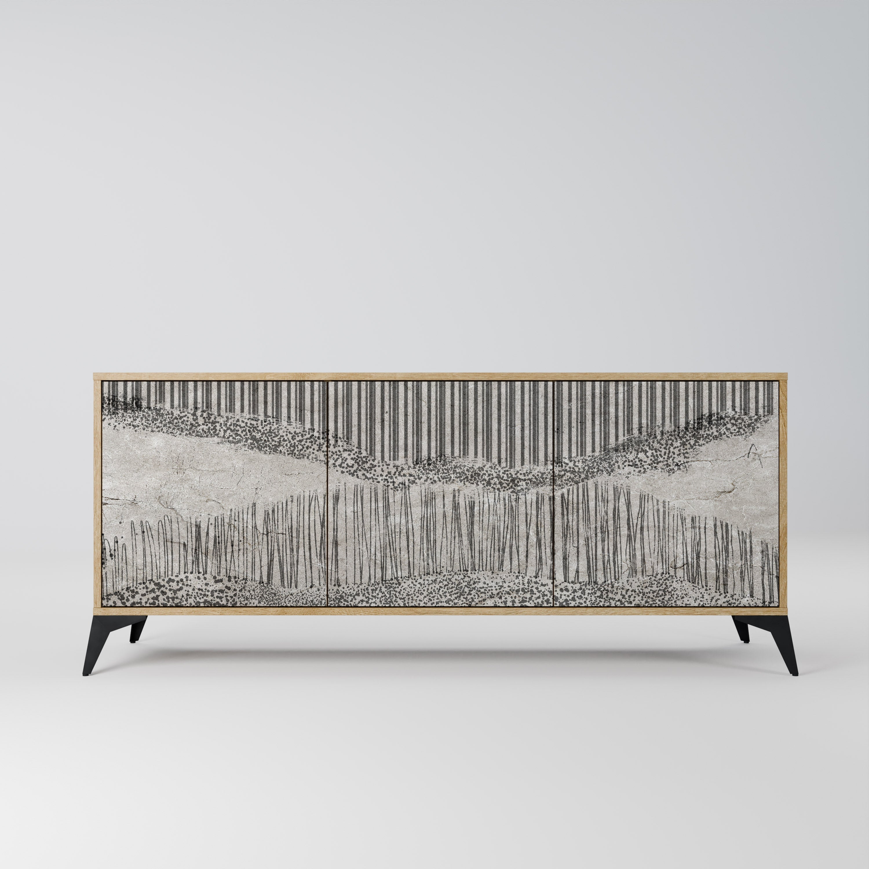 GRAIN LINES Aparador de 3 Portas em Efeito Carvalho