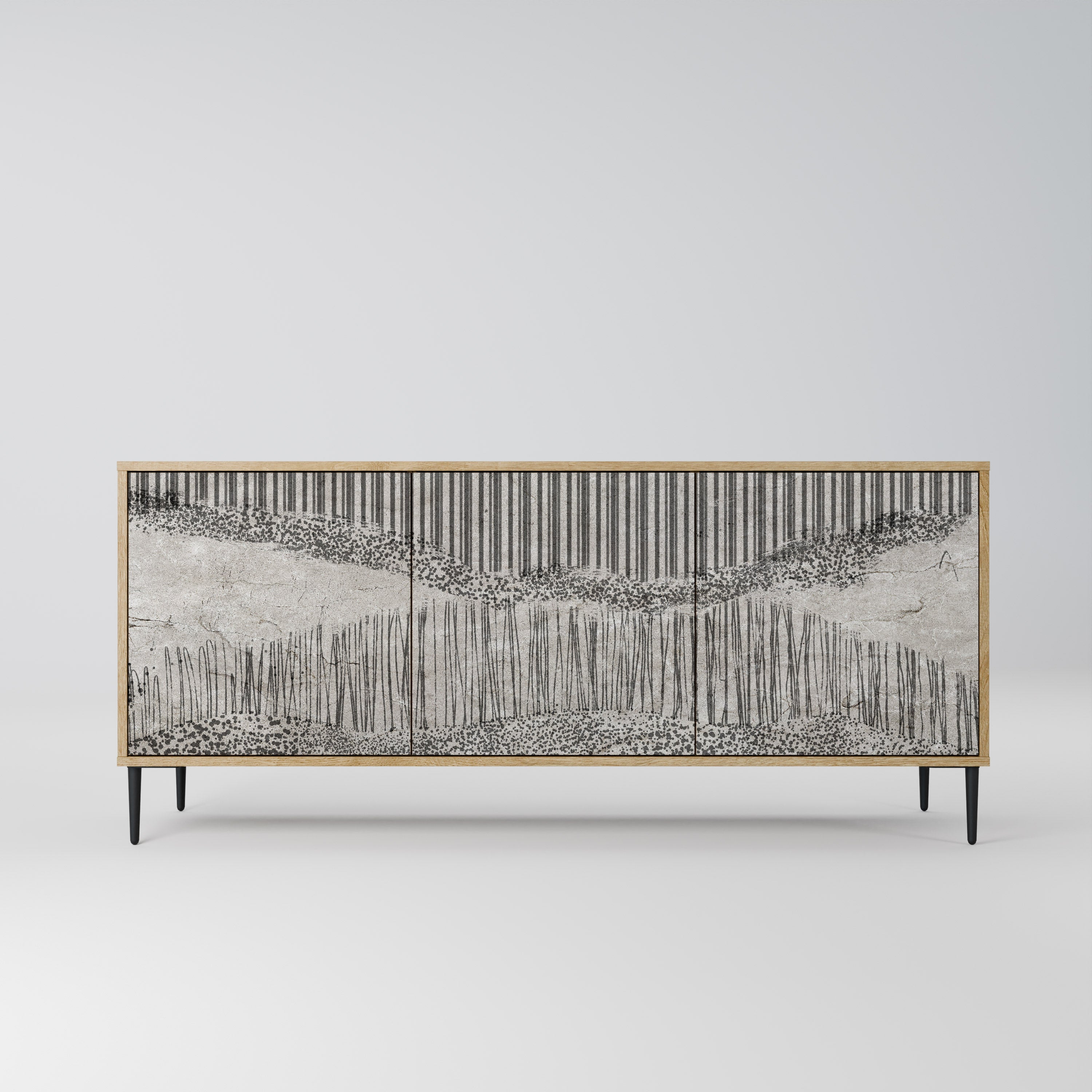 GRAIN LINES Aparador de 3 Portas em Efeito Carvalho