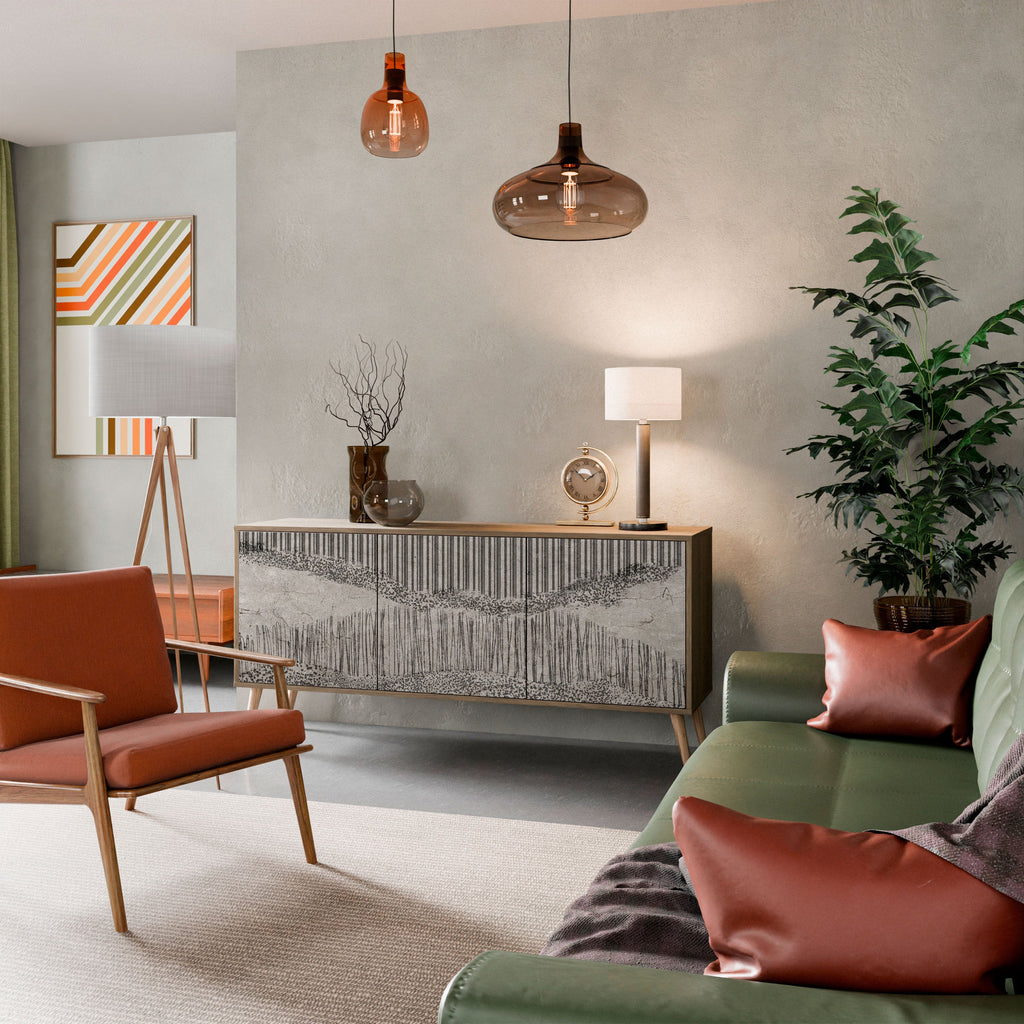 GRAIN LINES Aparador de 3 Portas em Efeito Carvalho