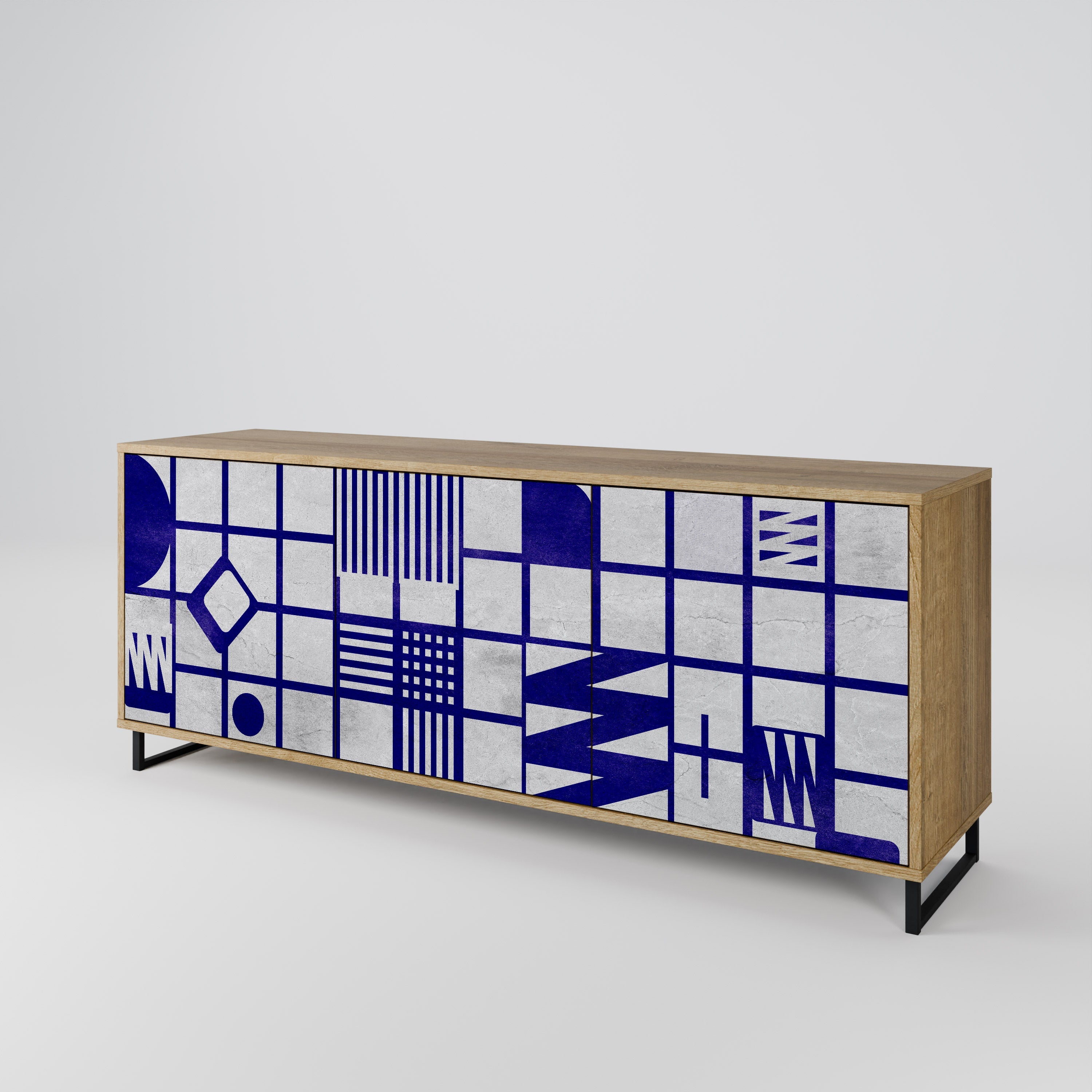 THE RIGHT PLACES Aparador de 3 Portas em Efeito Carvalho