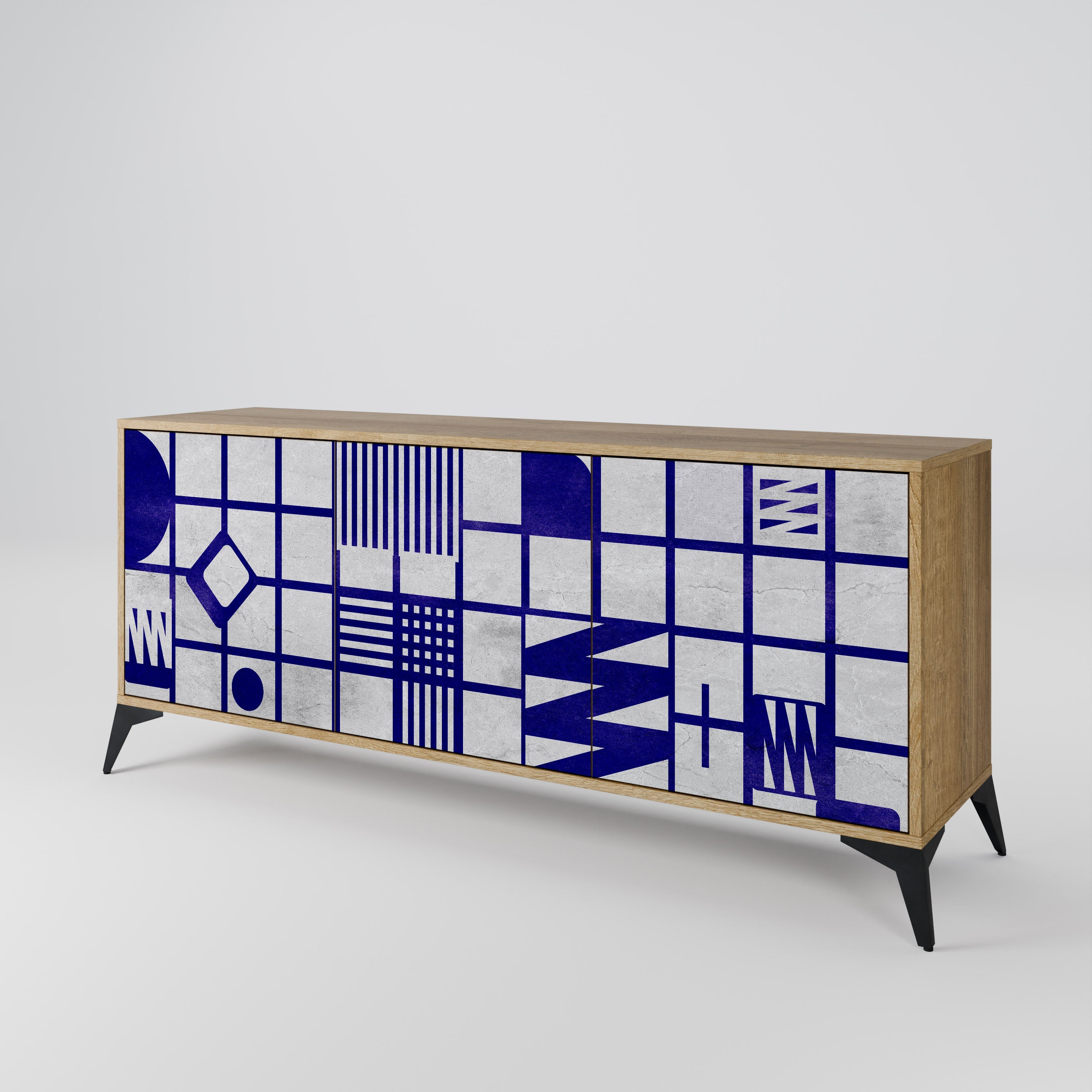 THE RIGHT PLACES Aparador de 3 Portas em Efeito Carvalho