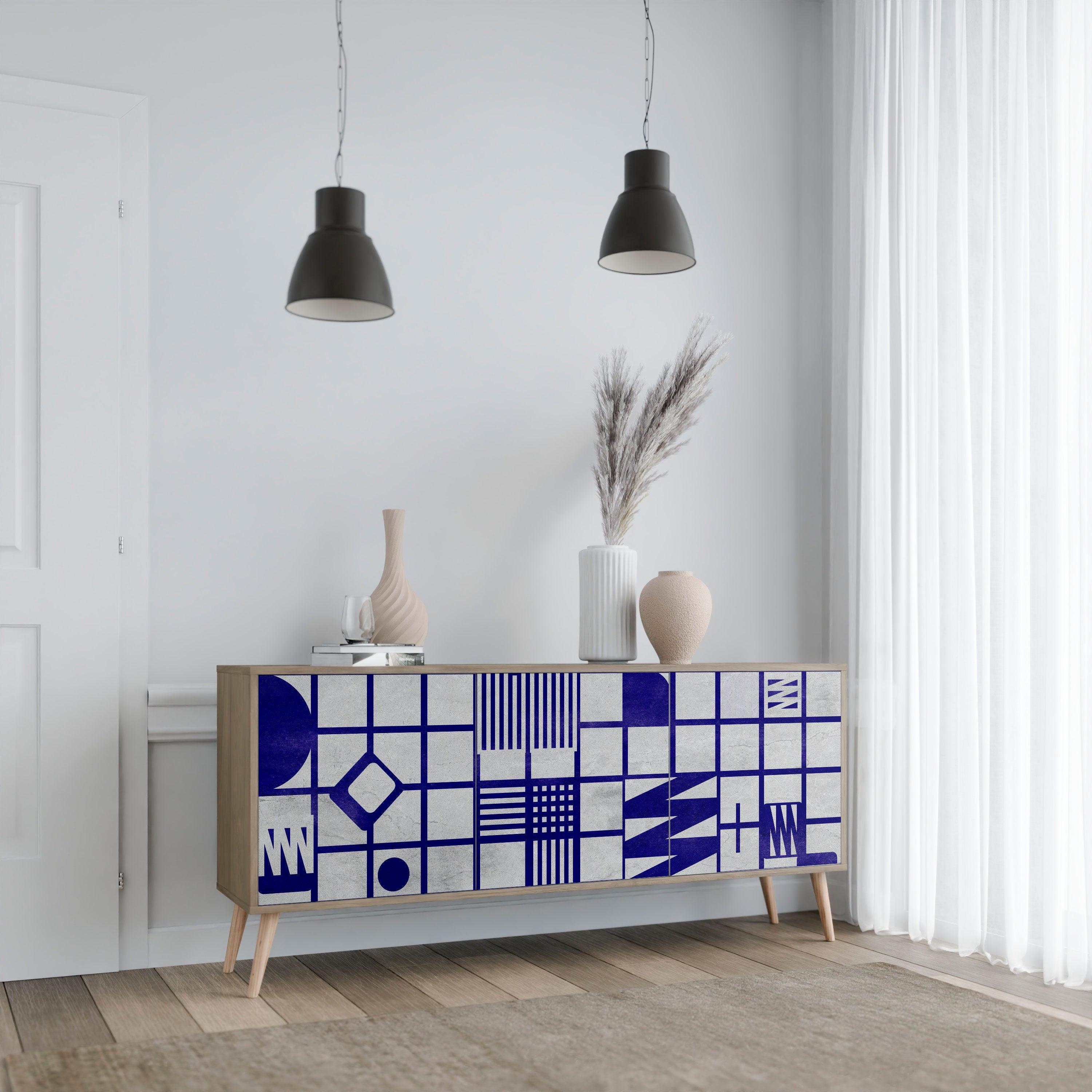 THE RIGHT PLACES Aparador de 3 Portas em Efeito Carvalho