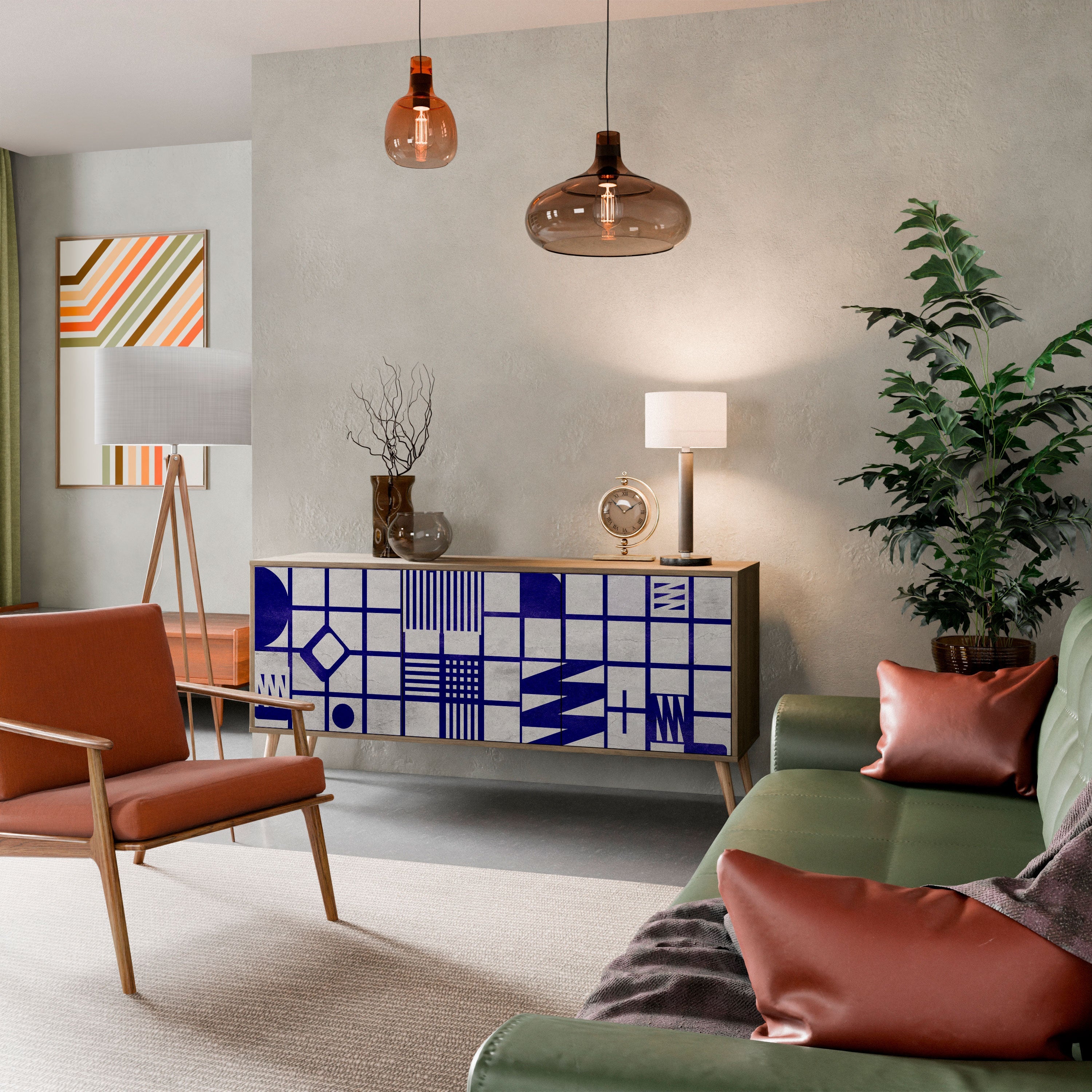 THE RIGHT PLACES Aparador de 3 Portas em Efeito Carvalho