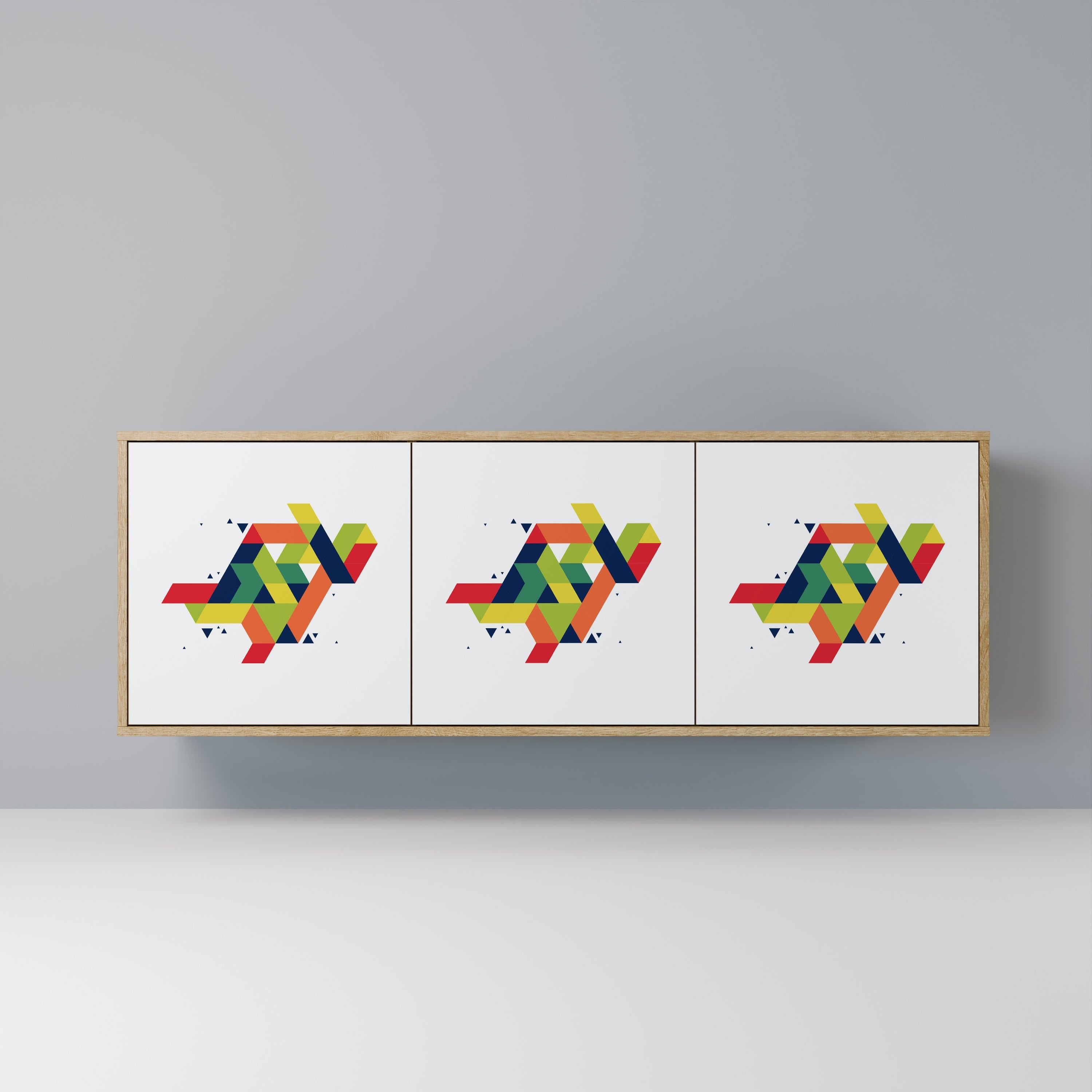 FUTURE SIGN Aparador de 3 Portas em Efeito Carvalho