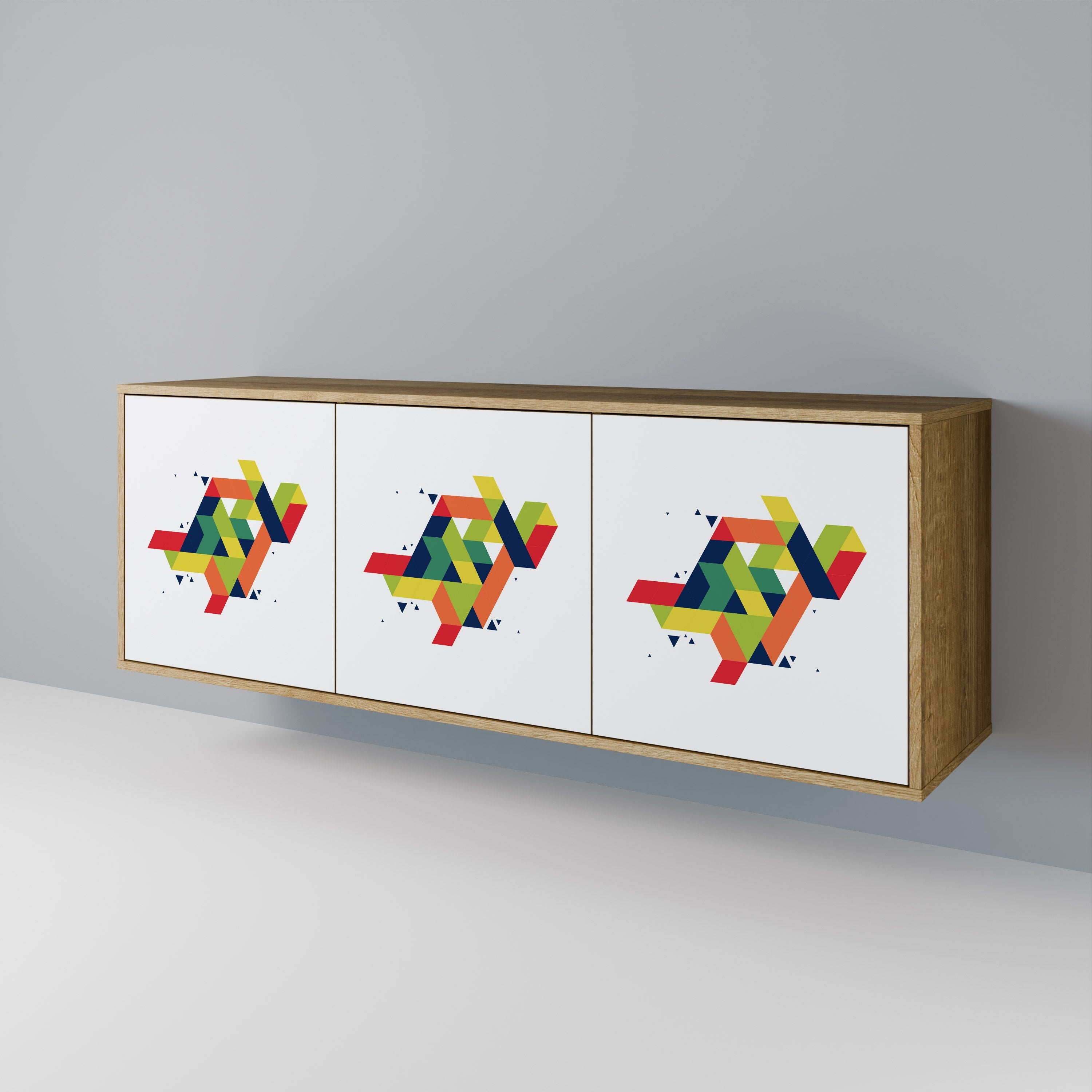 FUTURE SIGN Aparador de 3 Portas em Efeito Carvalho