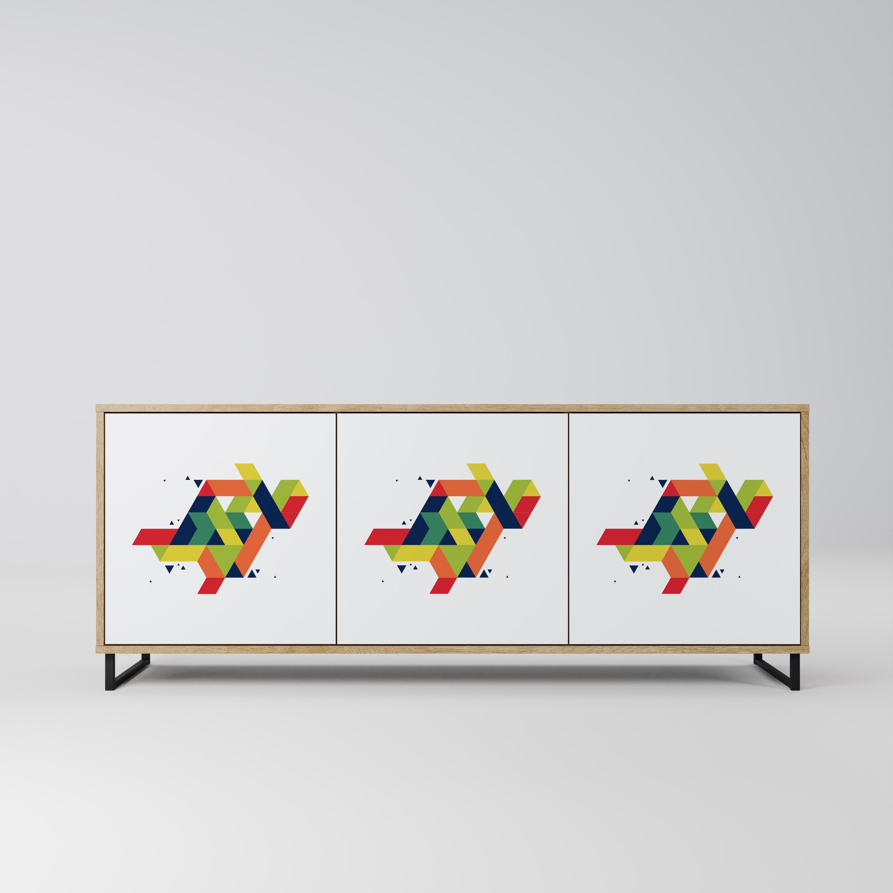 FUTURE SIGN Aparador de 3 Portas em Efeito Carvalho