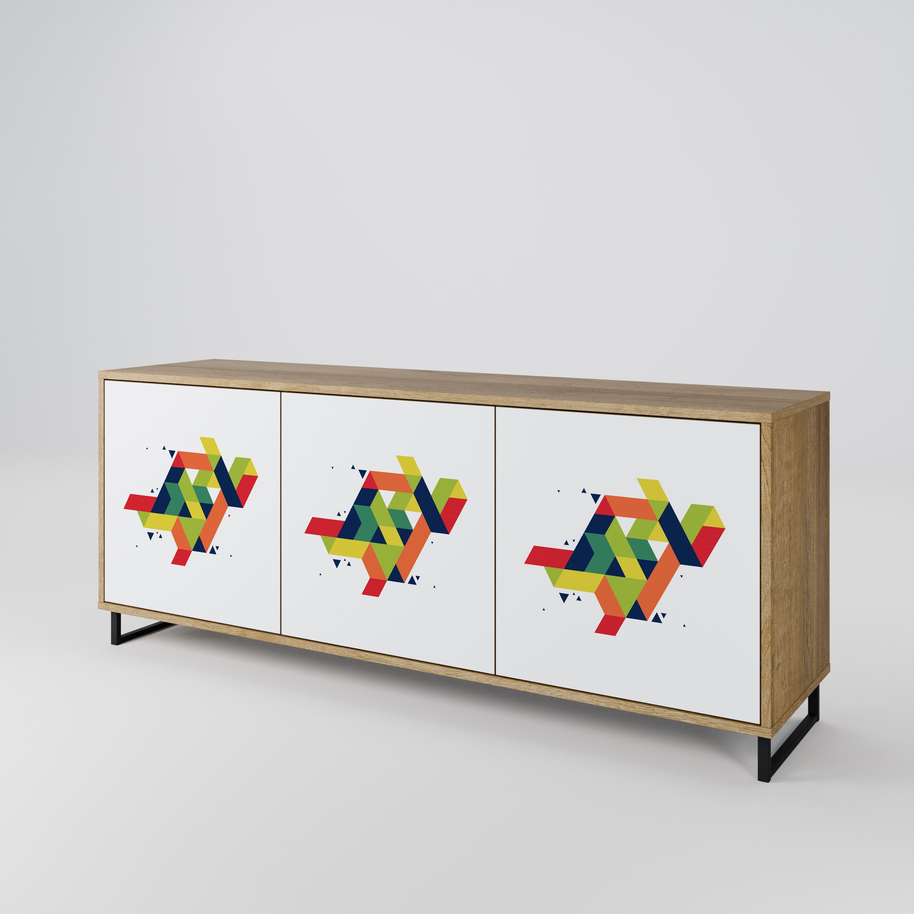 FUTURE SIGN Aparador de 3 Portas em Efeito Carvalho