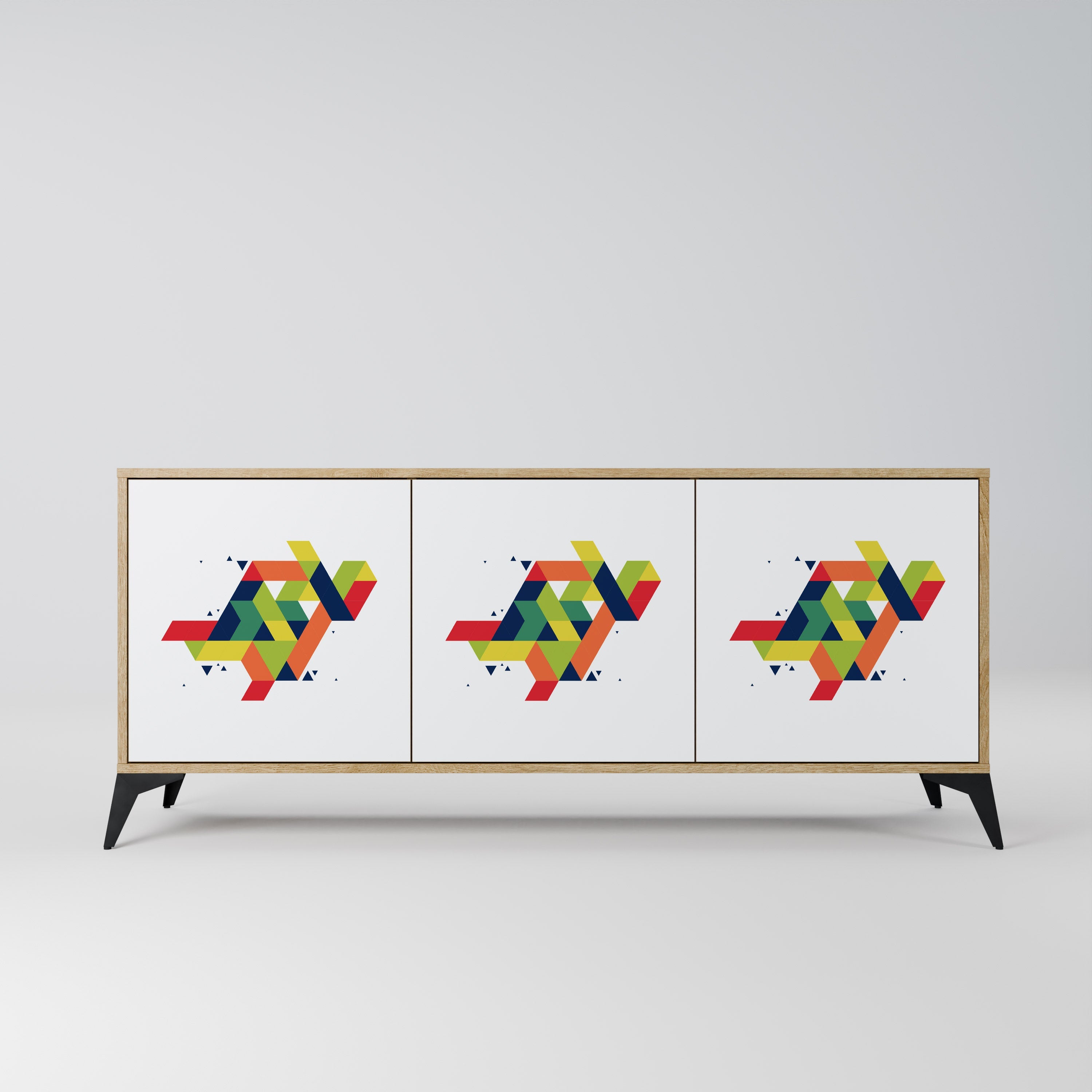 FUTURE SIGN Aparador de 3 Portas em Efeito Carvalho