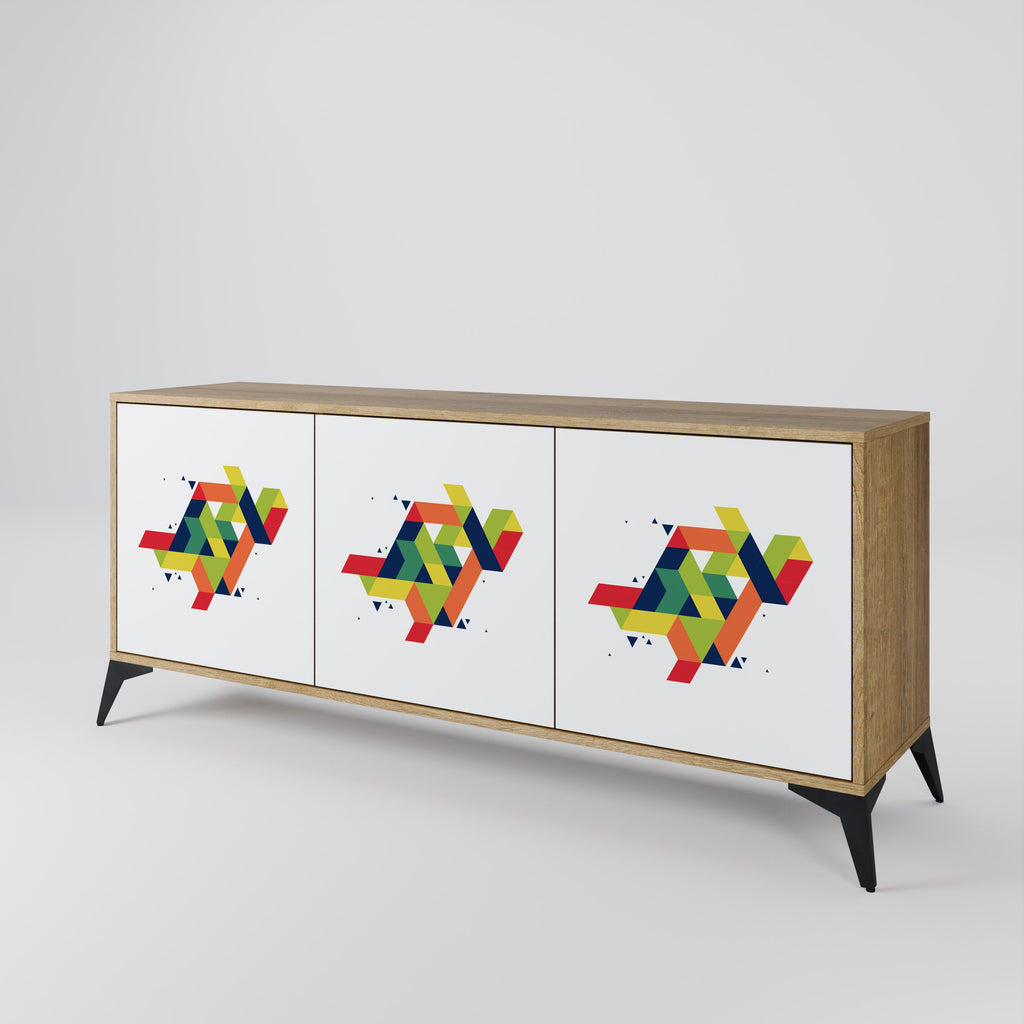 FUTURE SIGN Aparador de 3 Portas em Efeito Carvalho