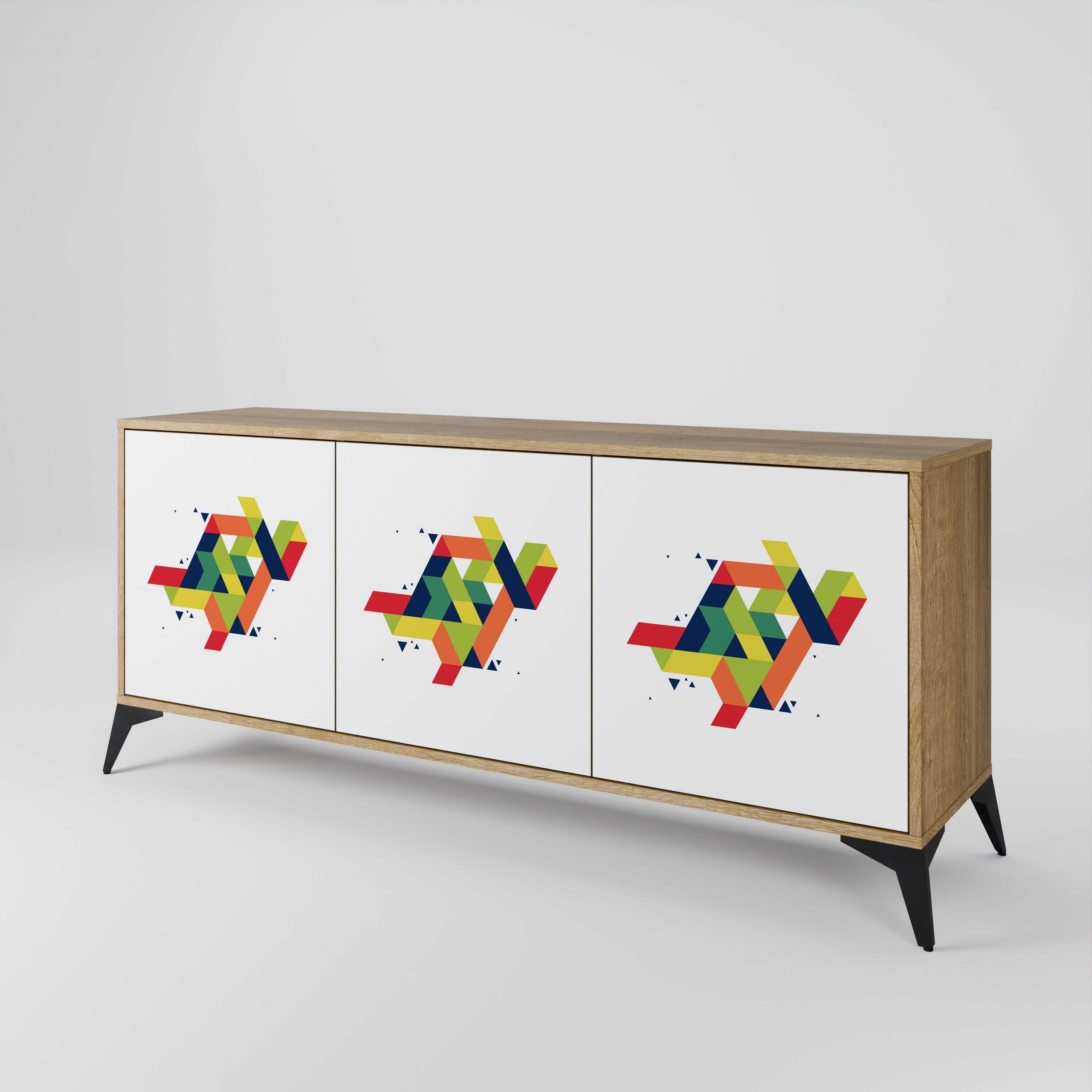 FUTURE SIGN Aparador de 3 Portas em Efeito Carvalho