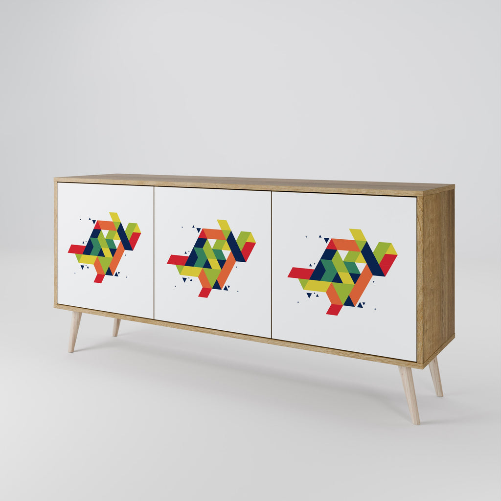 FUTURE SIGN Aparador de 3 Portas em Efeito Carvalho