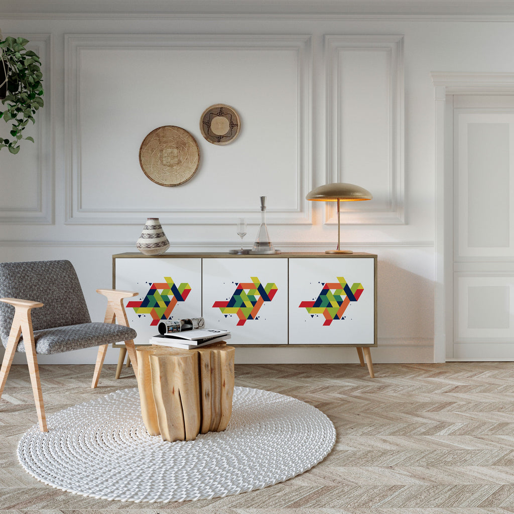 FUTURE SIGN Aparador de 3 Portas em Efeito Carvalho