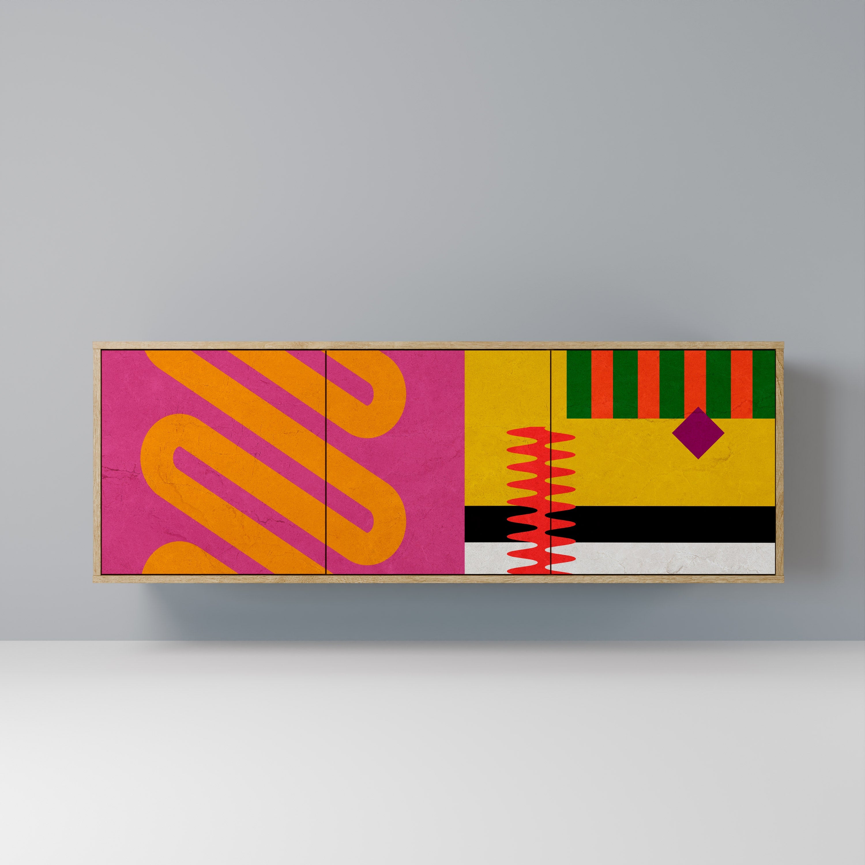 VIVID ART Aparador de 3 Portas em Efeito Carvalho