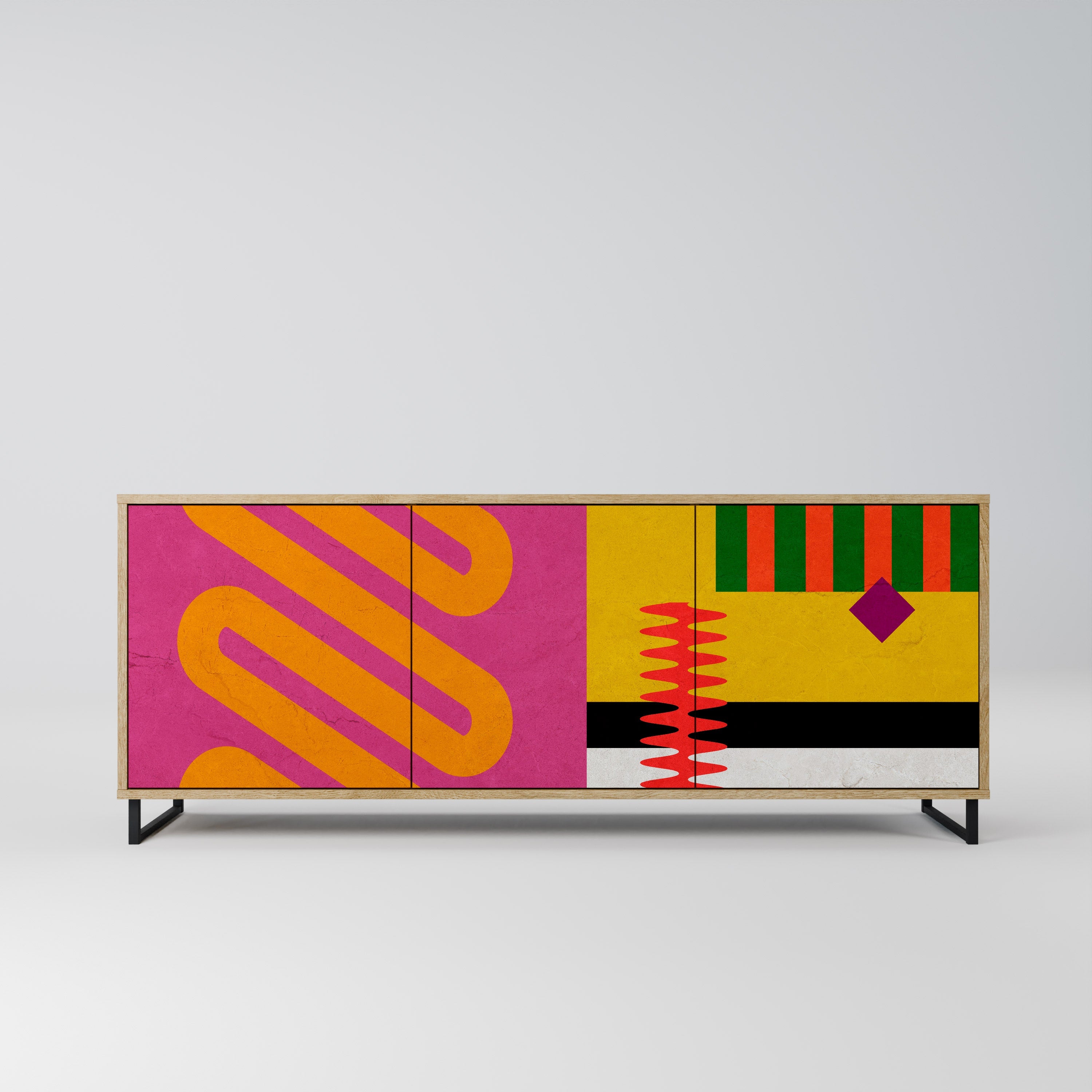 VIVID ART Aparador de 3 Portas em Efeito Carvalho