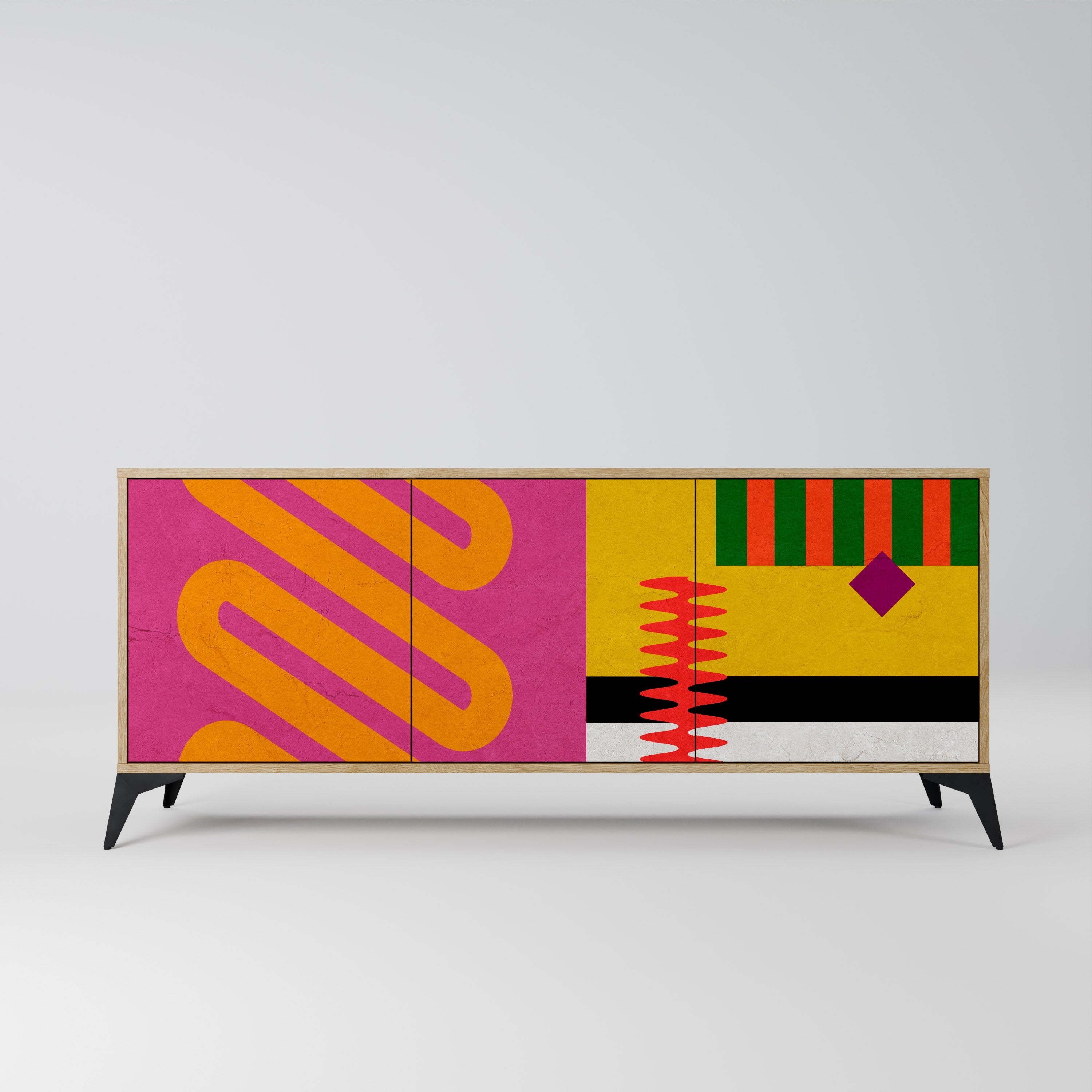 VIVID ART Aparador de 3 Portas em Efeito Carvalho