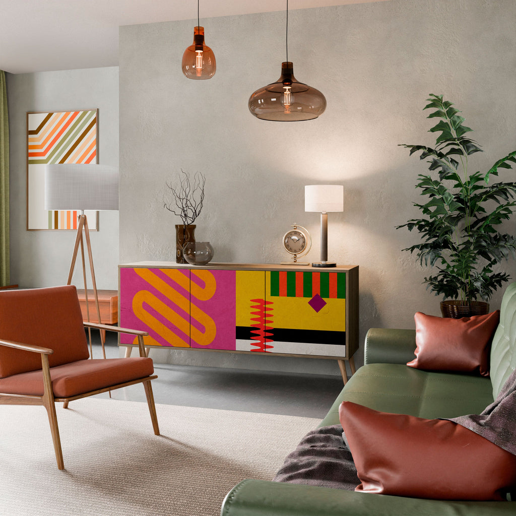 VIVID ART Aparador de 3 Portas em Efeito Carvalho