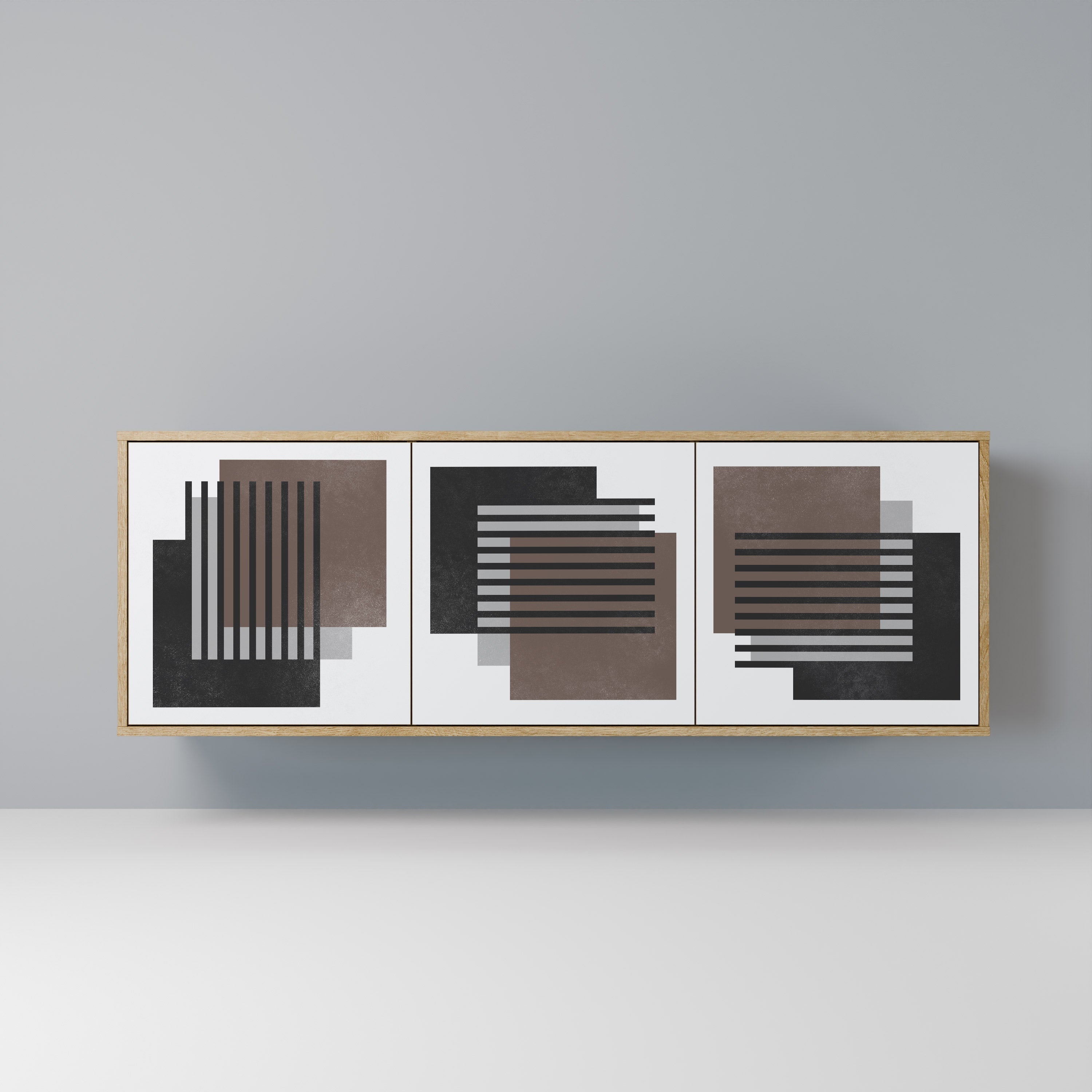 SHADOW SYNCHRONY Aparador de 3 Portas em Efeito Carvalho