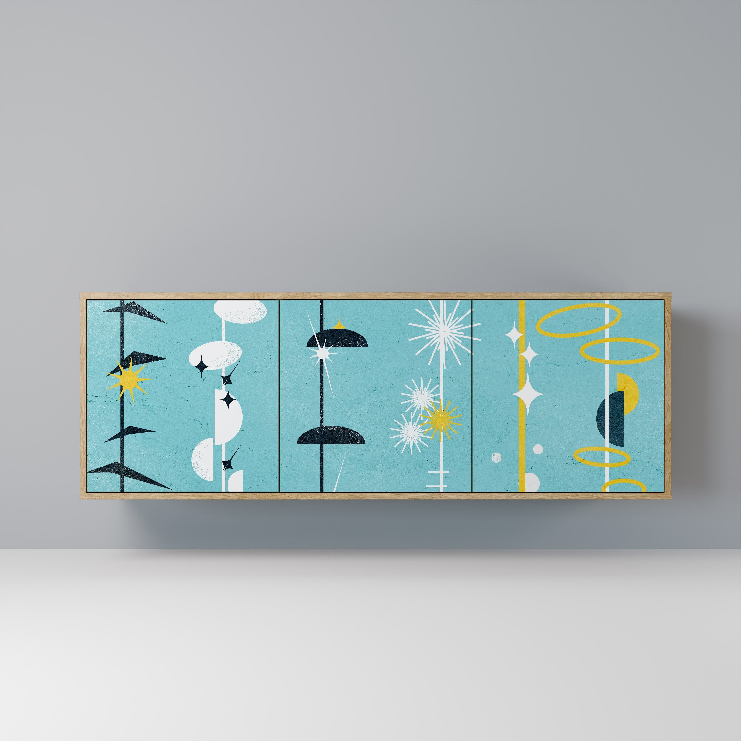 PATHS TO HAPPINESS Aparador de 3 Portas em Efeito Carvalho