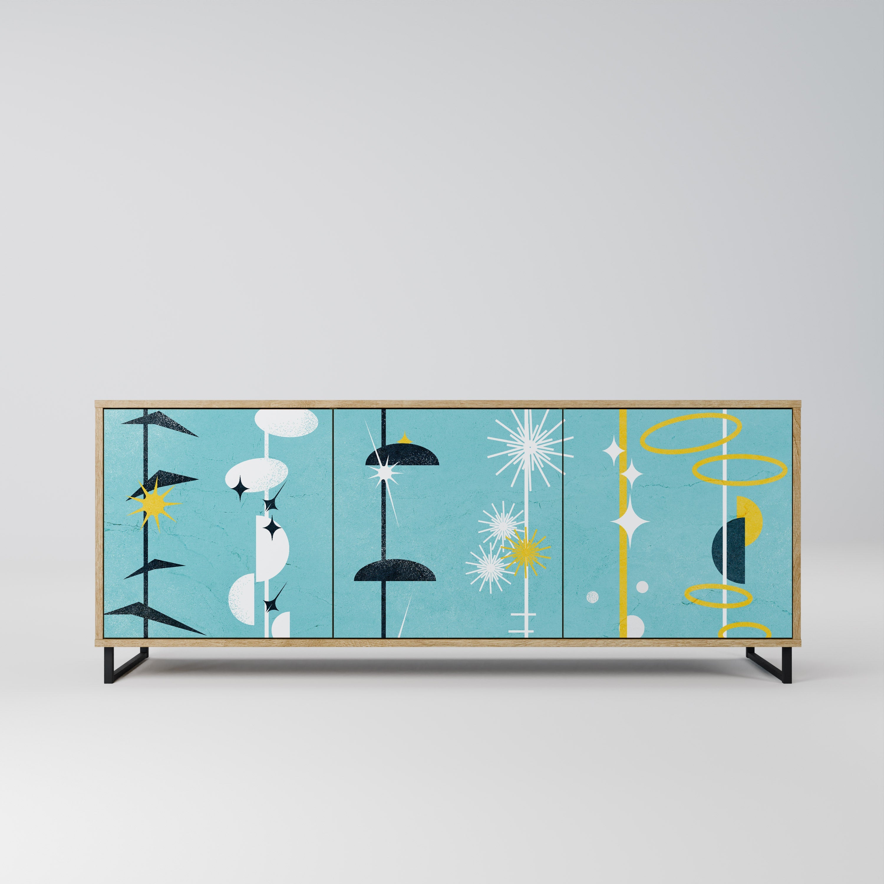 PATHS TO HAPPINESS Aparador de 3 Portas em Efeito Carvalho