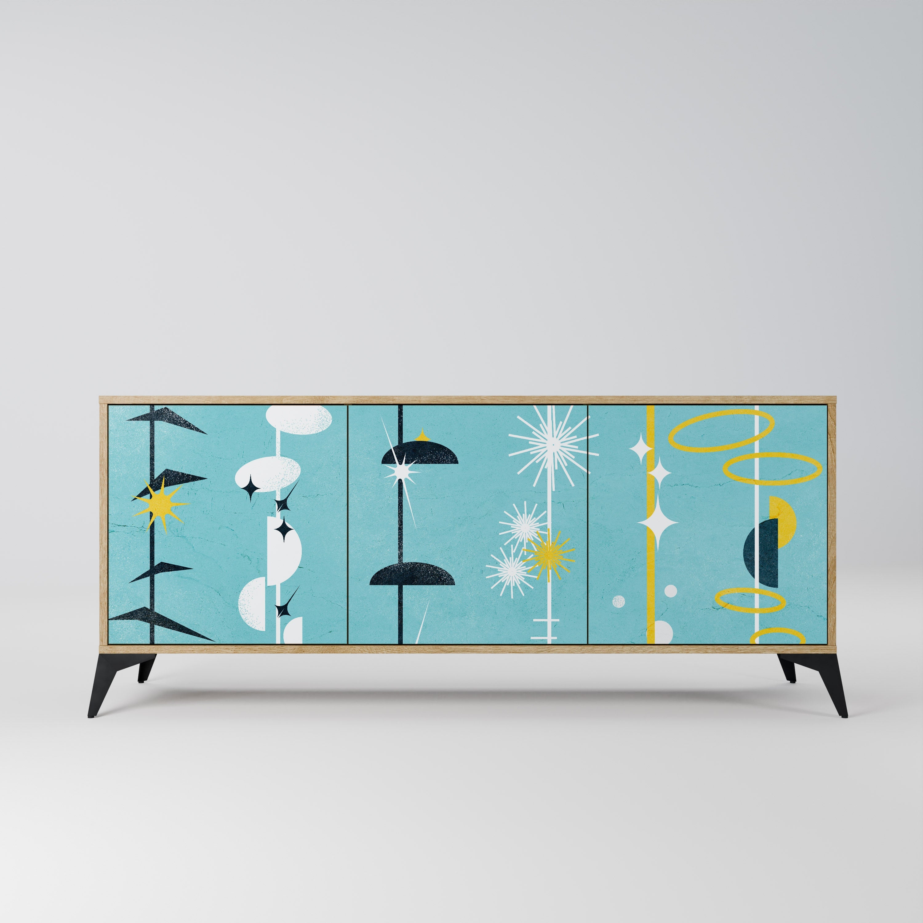 PATHS TO HAPPINESS Aparador de 3 Portas em Efeito Carvalho