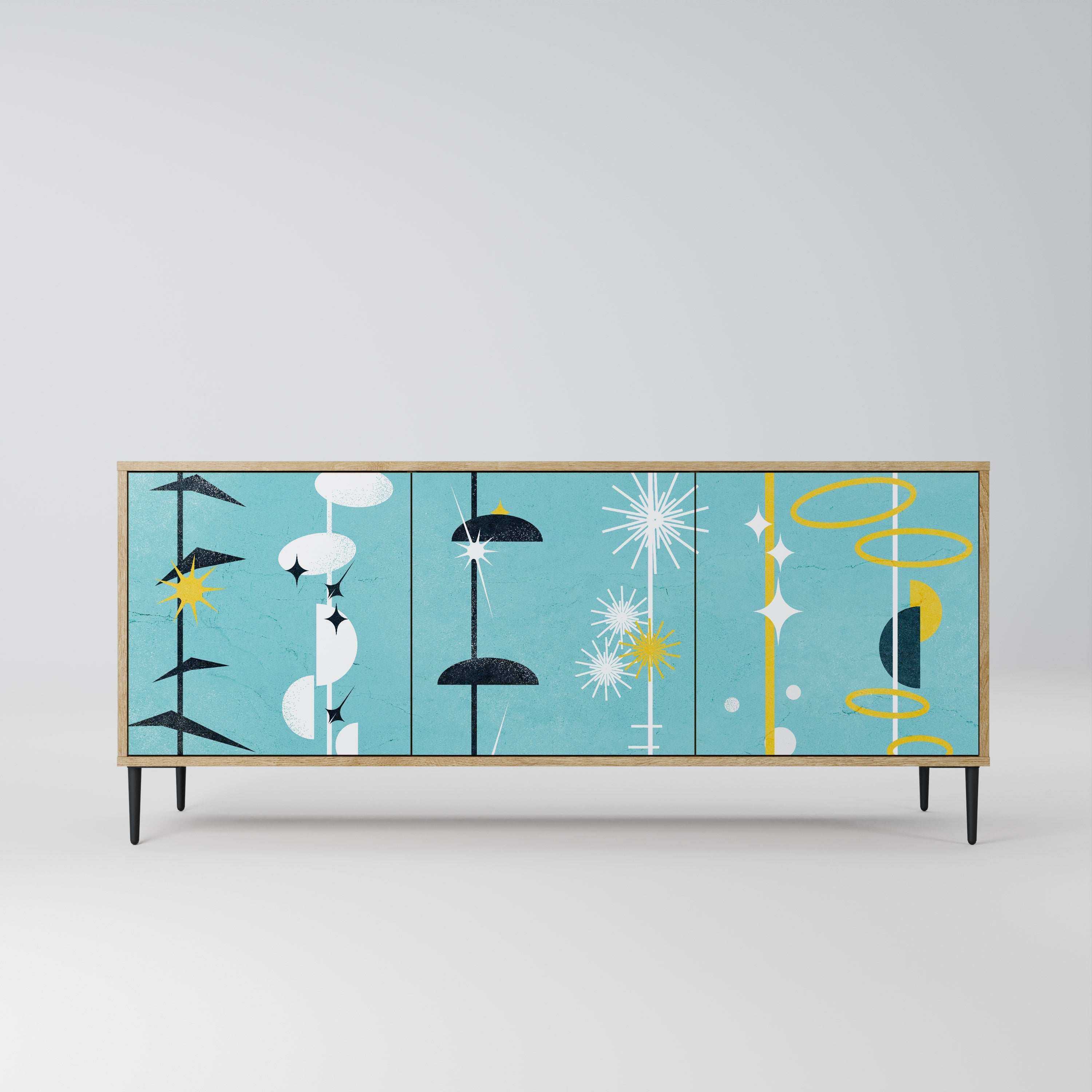 PATHS TO HAPPINESS Aparador de 3 Portas em Efeito Carvalho